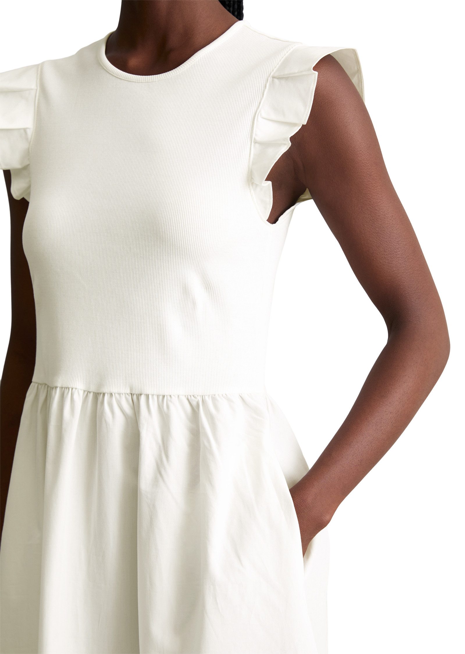 Marc O'Polo DENIM Jerseykleid flared mit Baumwoll-Popelinerock