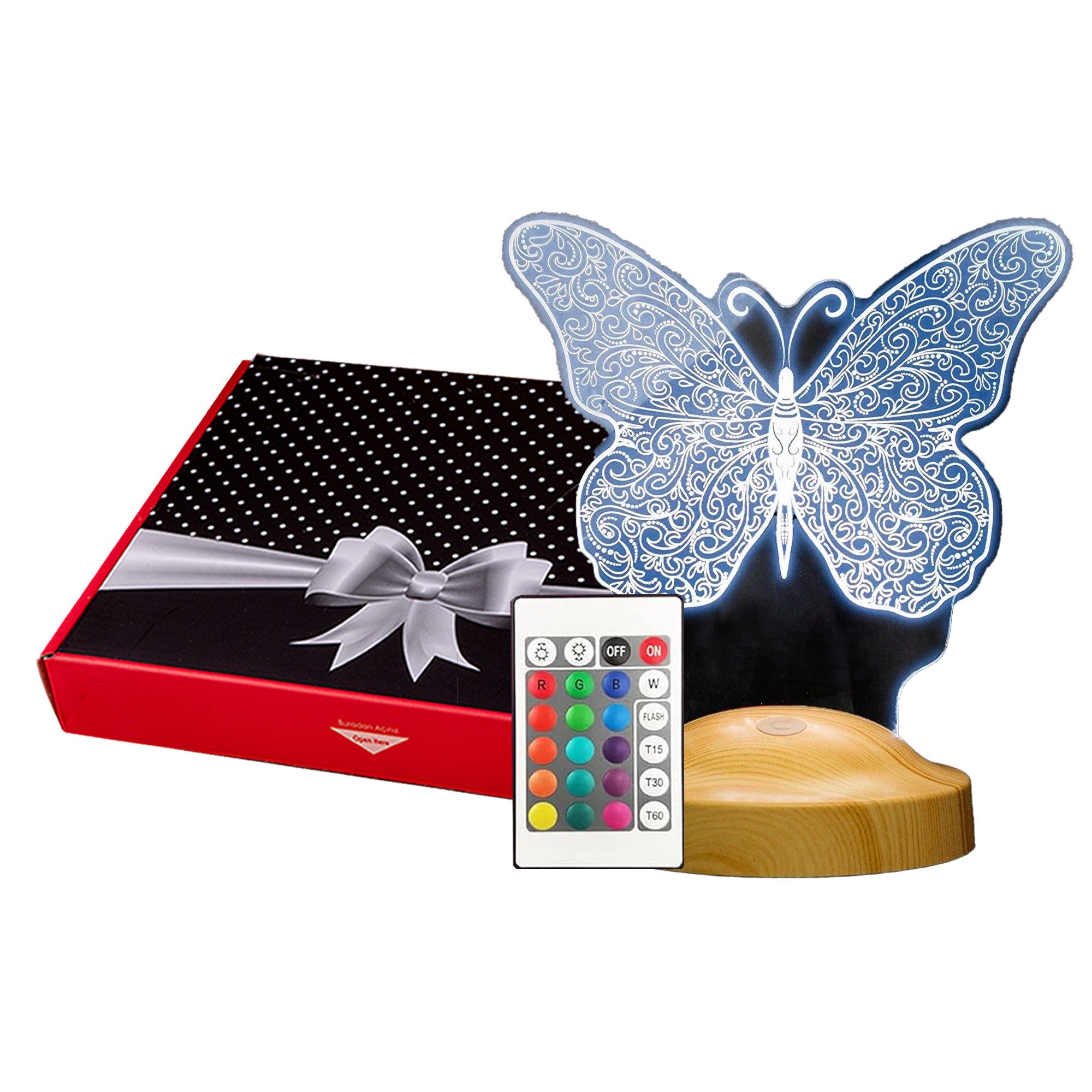 Geschenkelampe LED Nachttischlampe Schmetterling Butterfly 3D günstig online kaufen