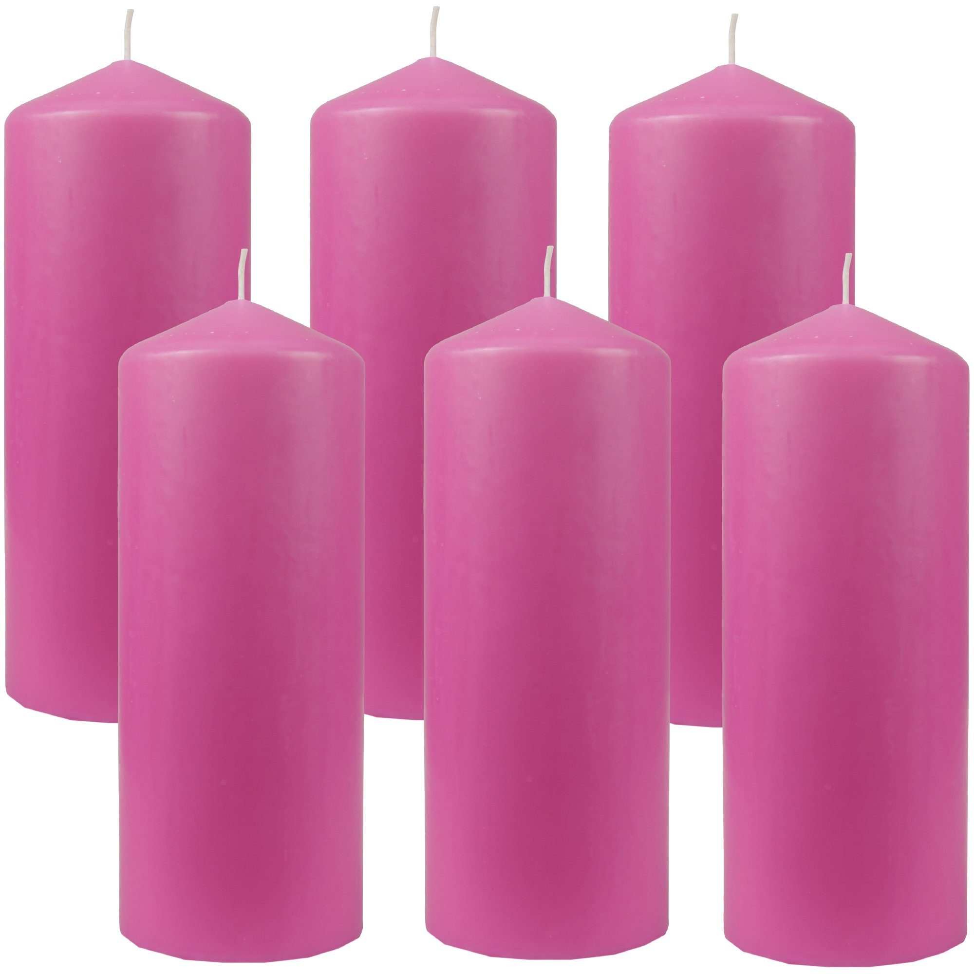 HS Candle Stumpenkerze Blockkerze (6-tlg), Wachskerzen Ø8cm x 20cm - Kerze in vielen Farben