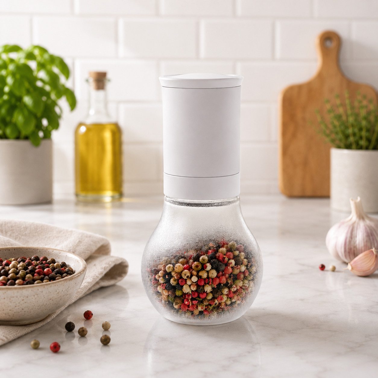 TUPPERWARE Gewürzmühle Tupperware Allegra Mühle iin weiß