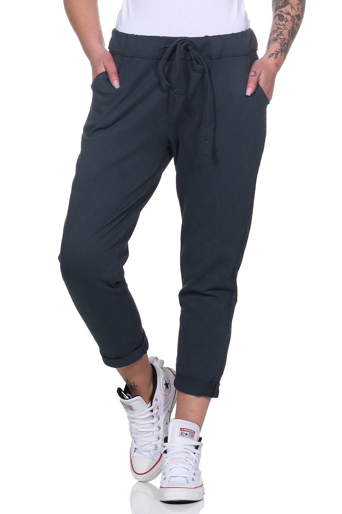 CLEO STYLE Jogginghose Damen Jogginghose 15 Dunkelgrau One Size 36-40