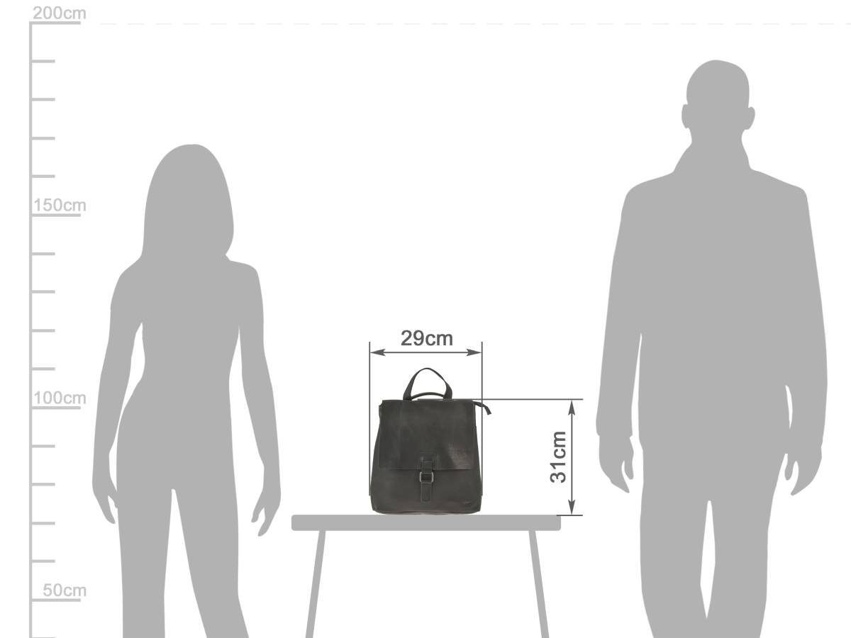 Bear Design Freizeitrucksack "Jesse" Callisto Pelle Leder, Umhängetasche und Rucksack 2in1, 29x31cm, mit Tragegriff, schwarz