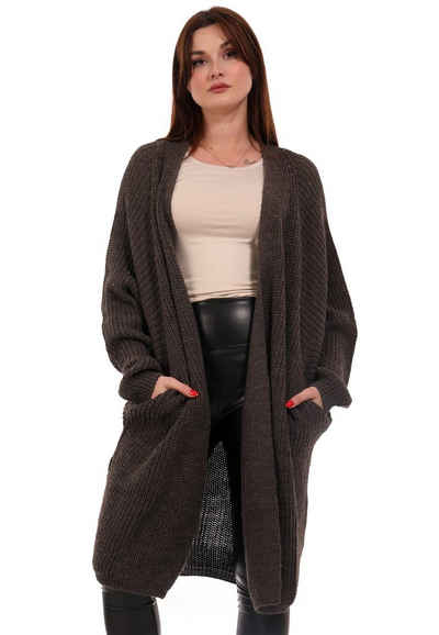 YC Fashion & Style Cardigan Oversize Cardigan Strickjacke Basic verschlusslos Grobstrick Plus Size (1-tlg) casual- mit langen Ärmeln- in offener Form