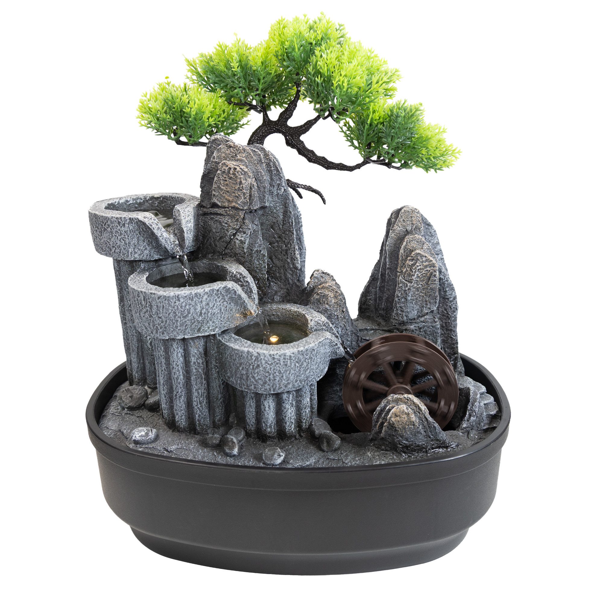 Lemodo Zimmerbrunnen Kaskadenbrunnen mit Wasserrad, 19 cm Breite günstig online kaufen