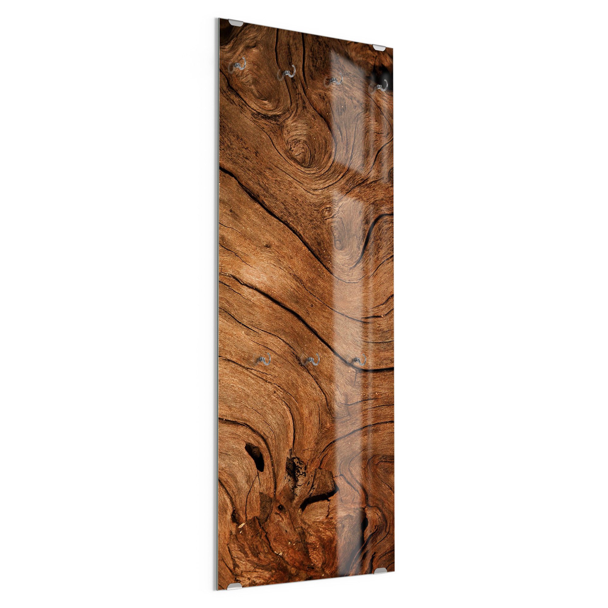 DEQORI Kleiderhaken 'Detaillierte Holzmaserung', Glas Garderobe hängend Flur Jackenhalter modern Wandgarderobe Haken