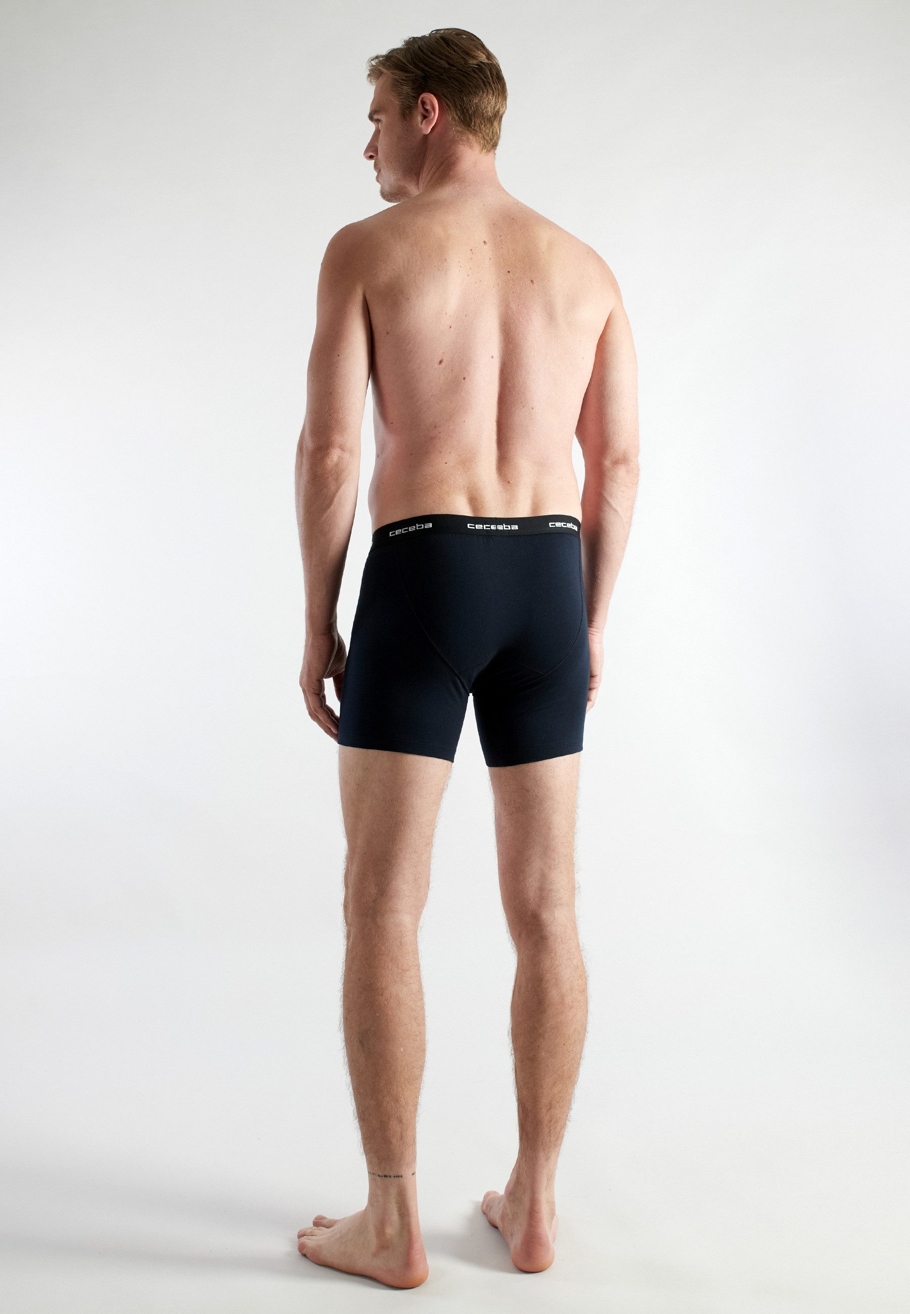 CECEBA Langer Boxer CECEBA Herren Long-Pants schwarz uni 2er Pack (2-St)