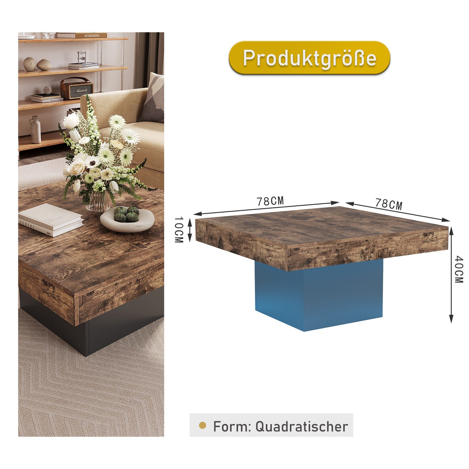 radelldar Couchtisch Wohnzimmertisch mit led beleuchtung hautänhliche textu günstig online kaufen