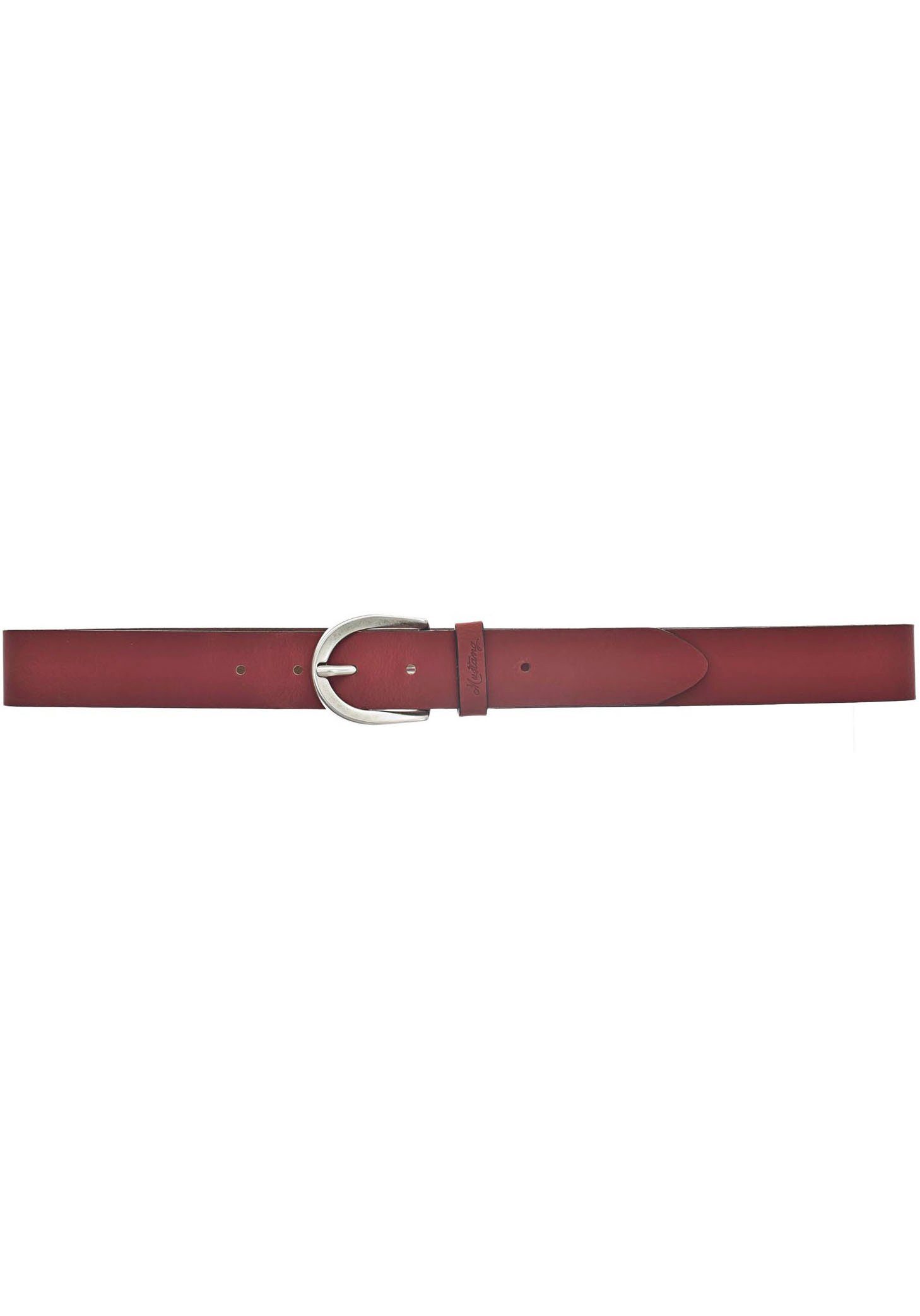Schlaufe geprägtem Ledergürtel auf MUSTANG mit rot der MUSTANG-Logo