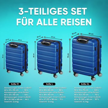 VESKA Trolleyset Hartschalenkoffer Kofferset 3 teilig mit TSA Zahlenschloss 4 Rollen, ABS-Hartschale, Reisekoffer Trolley Rollkoffer Koffer