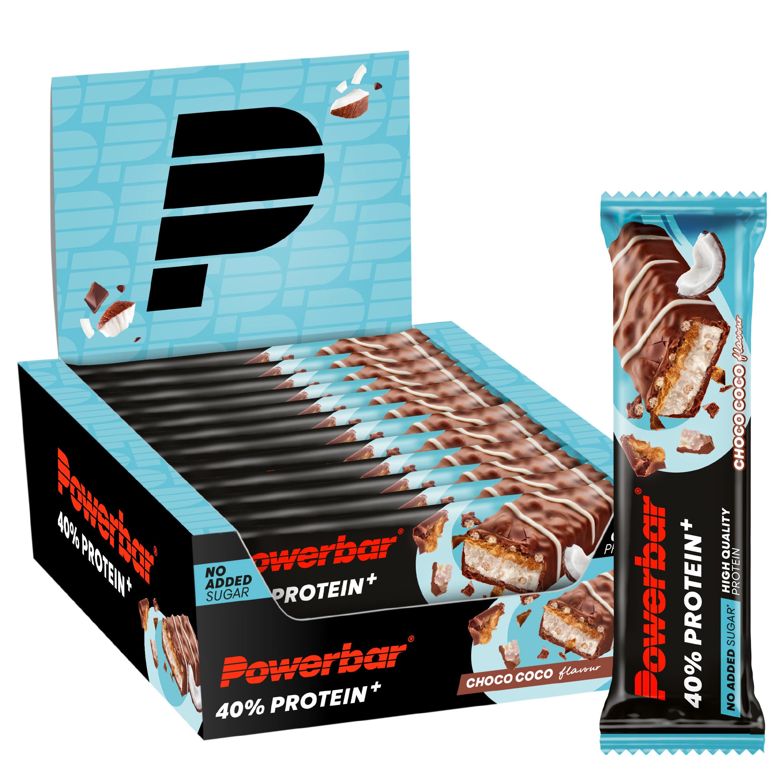 PowerBar High Protein Riegel Choco Coco 40% Protein + Crisp 12x 40 g zuckerarm Riegel, 12 er Display à 480 g, 16g Eiweiß pro Riegel