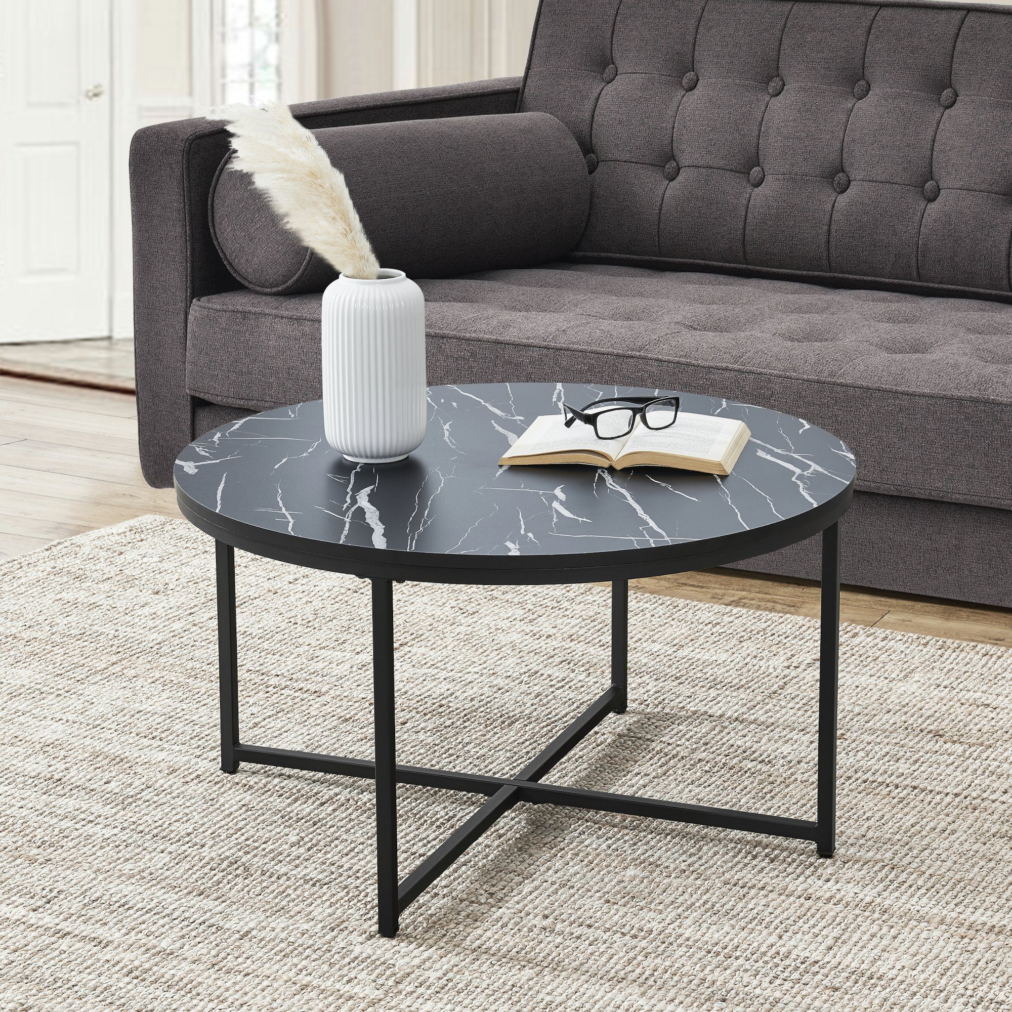 en.casa Couchtisch, Uppvidinge Sideboard 45x80cm Marmor/Schwarz günstig online kaufen