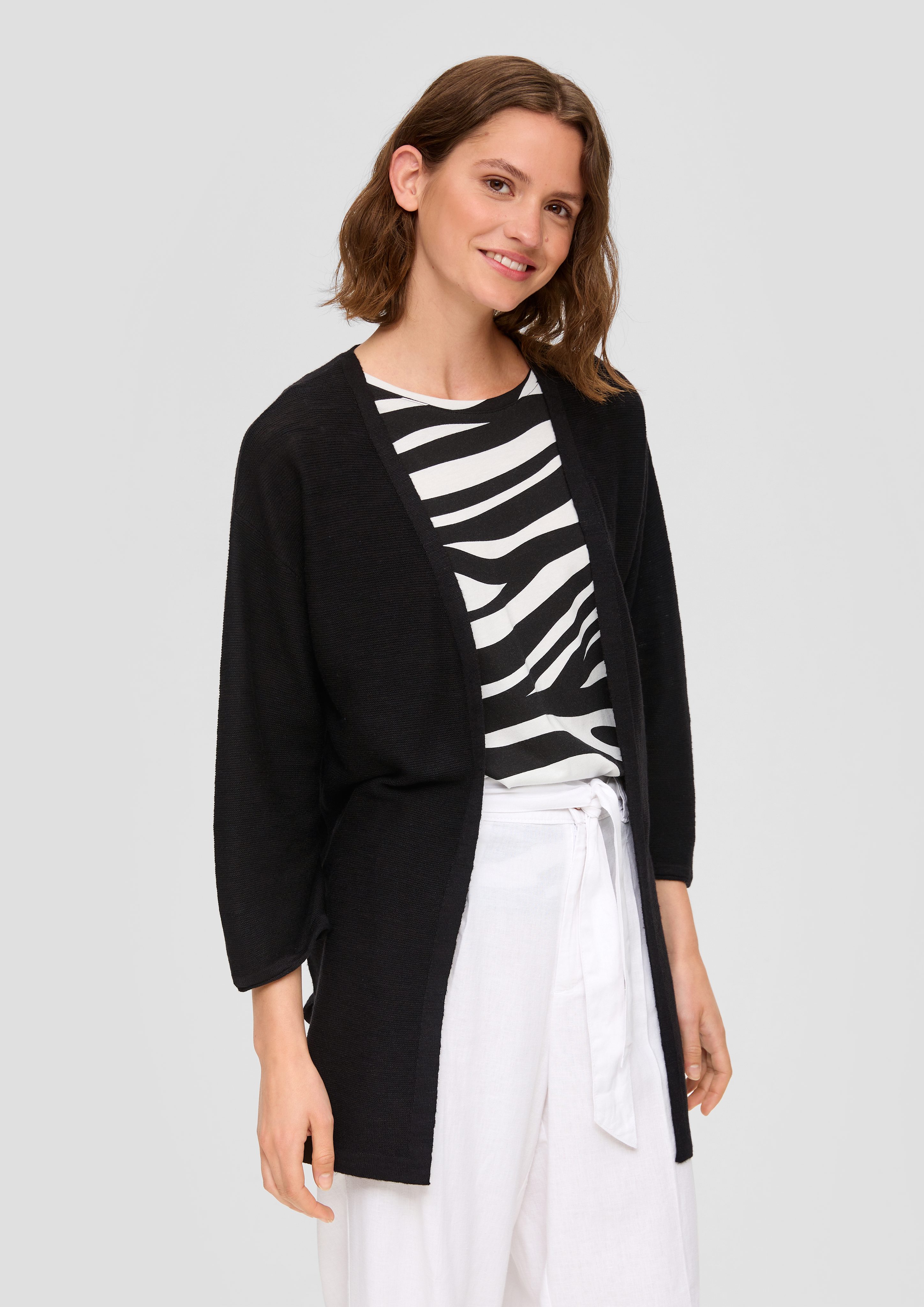 s.Oliver Strickjacke Lange Strickjacke aus Leinenmix günstig online kaufen