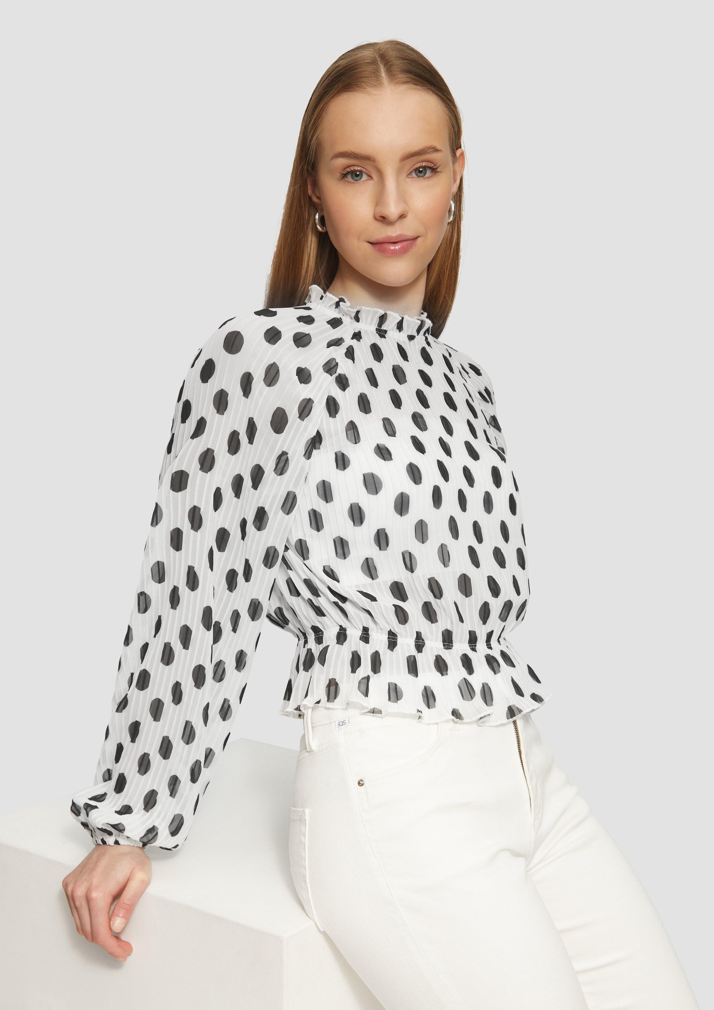 QS Langarmbluse Verkürzte Chiffonbluse aus Plissee günstig online kaufen