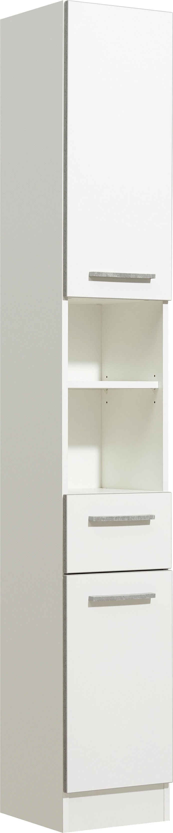 PELIPAL Hochschrank »Quickset 953« Breite 30 cm, Badschrank mit Sockel, Schubkasten, offene Fächer