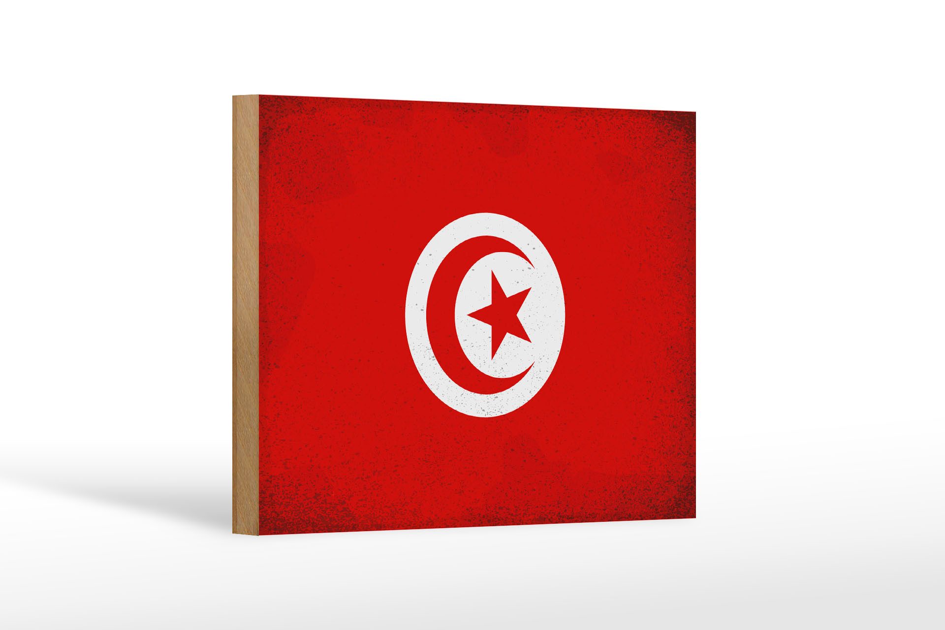 Femer GmbH Holzbild Flagge Tunesien 18x12cm Flag of Tunisia Vintage, Flaggen (1 St), Glatte Holzfaserplatte (MDF), vorn beschichtet