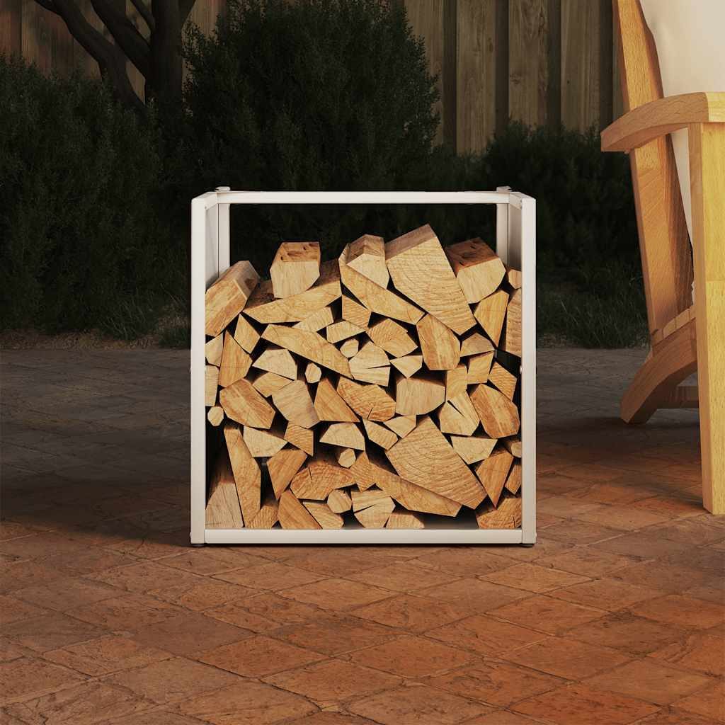 vidaXL Kaminholzregal Brennholzregal Weiß 40x40x40 cm Kaltgewalzter Stahl