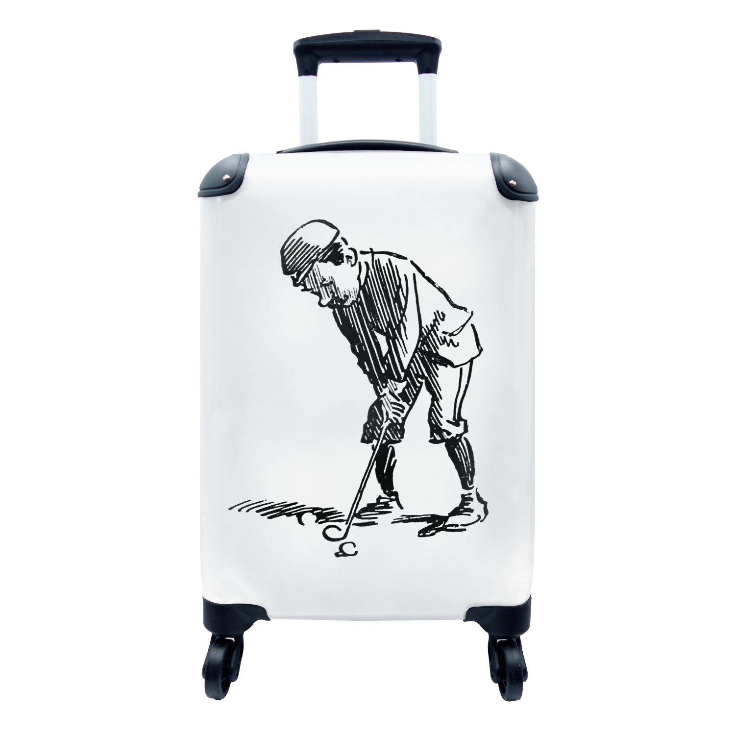 Trolley, mit rollen, Handgepäckkoffer 4 Reisekoffer Sport, - Rollen, Handgepäck Retro MuchoWow Reisetasche Golf Ferien, für -