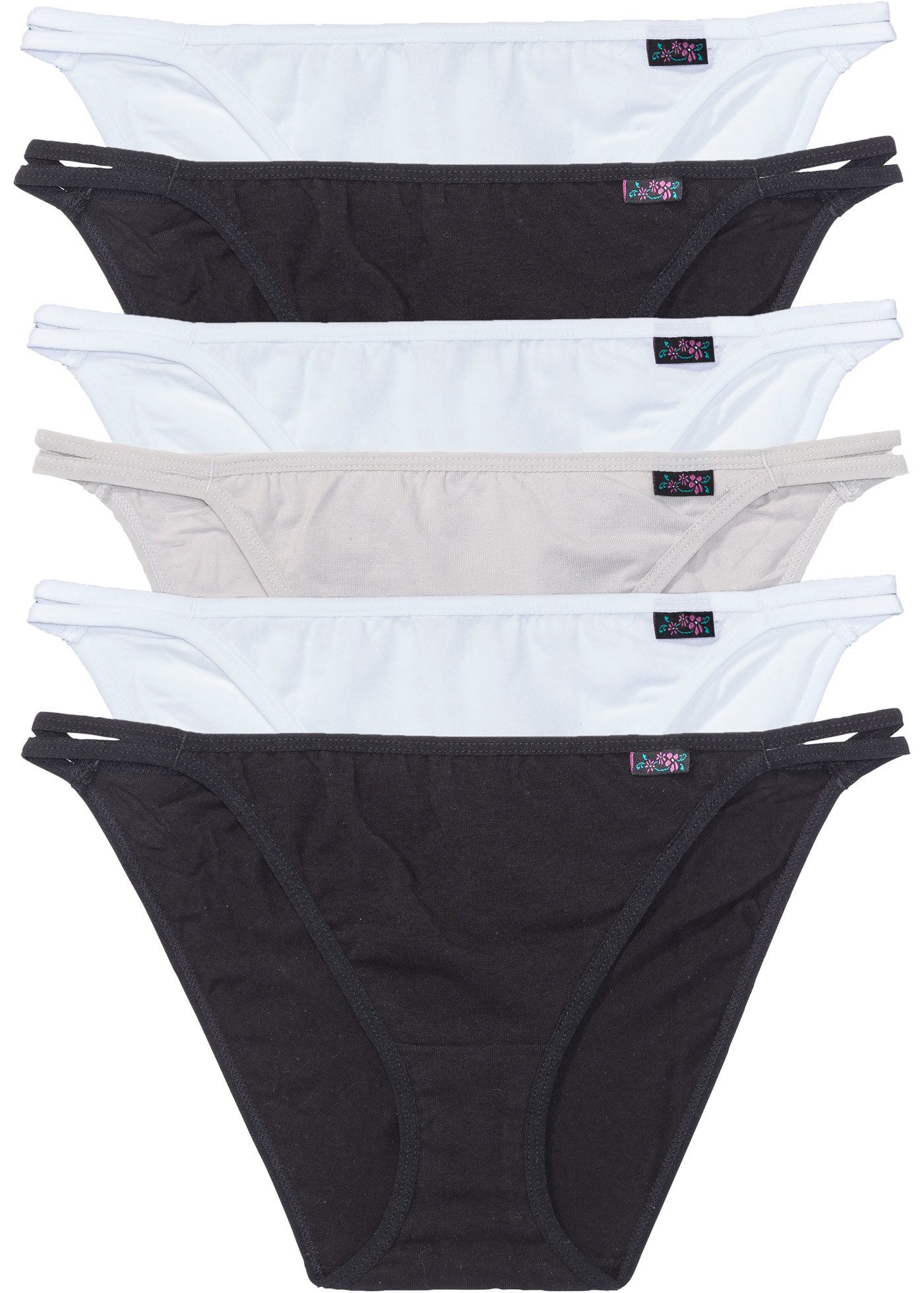 bonprix Tangaslip (Packung, 6-St) mit doppelten Seitenbändern, bequeme Passform, im 6er-Pack