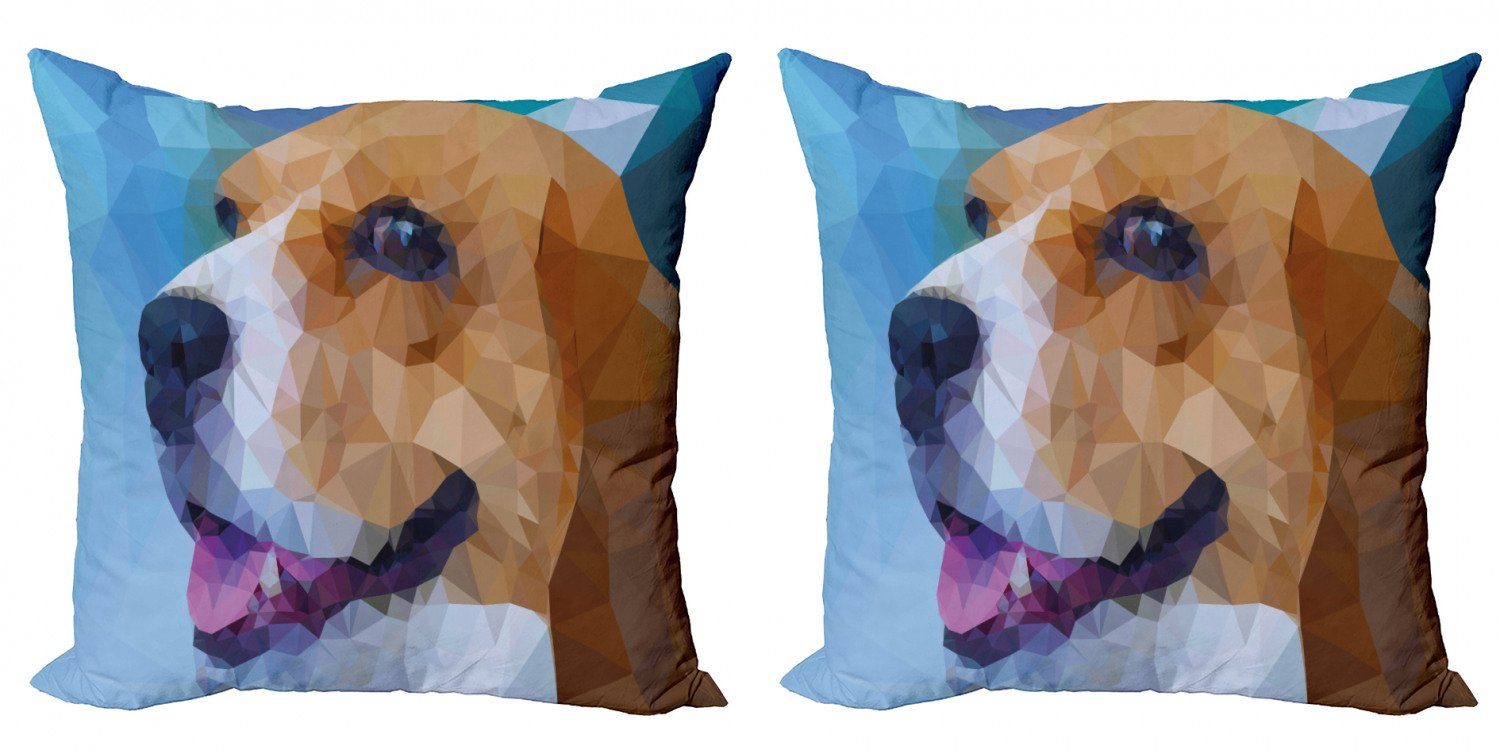 Kissenbezüge Modern Accent Doppelseitiger Digitaldruck, Abakuhaus (2 Stück), Beagle Low Poly Effect Neugieriger Hund