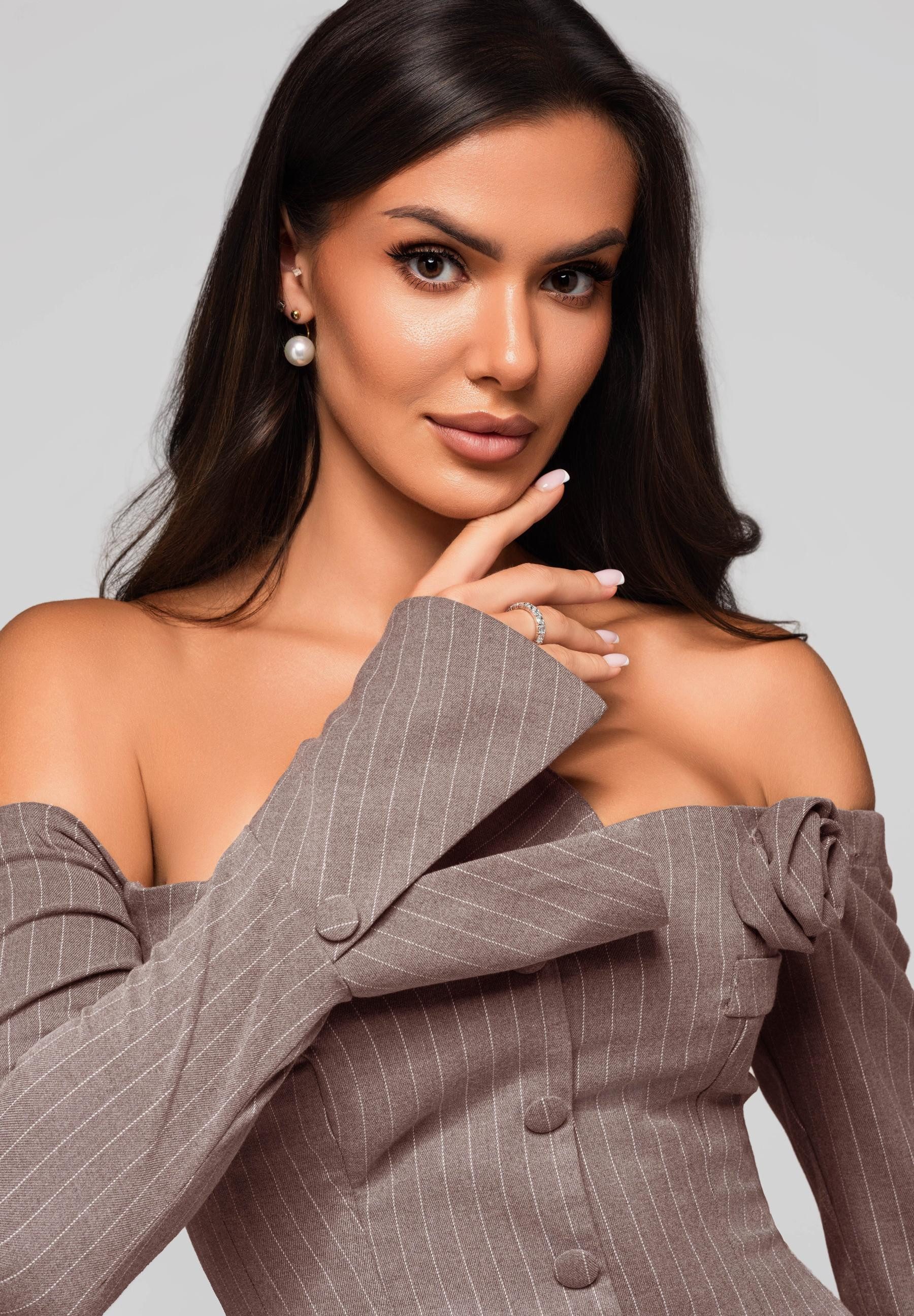 OMBRE Cocktailkleid Schulterfreies Minikleid im Blazerstil günstig online kaufen