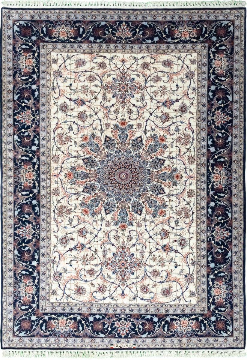 Orientteppich Isfahan Seidenkette 165x229 Handgeknüpfter Orientteppich, Nain Trading, rechteckig, Höhe: 6 mm