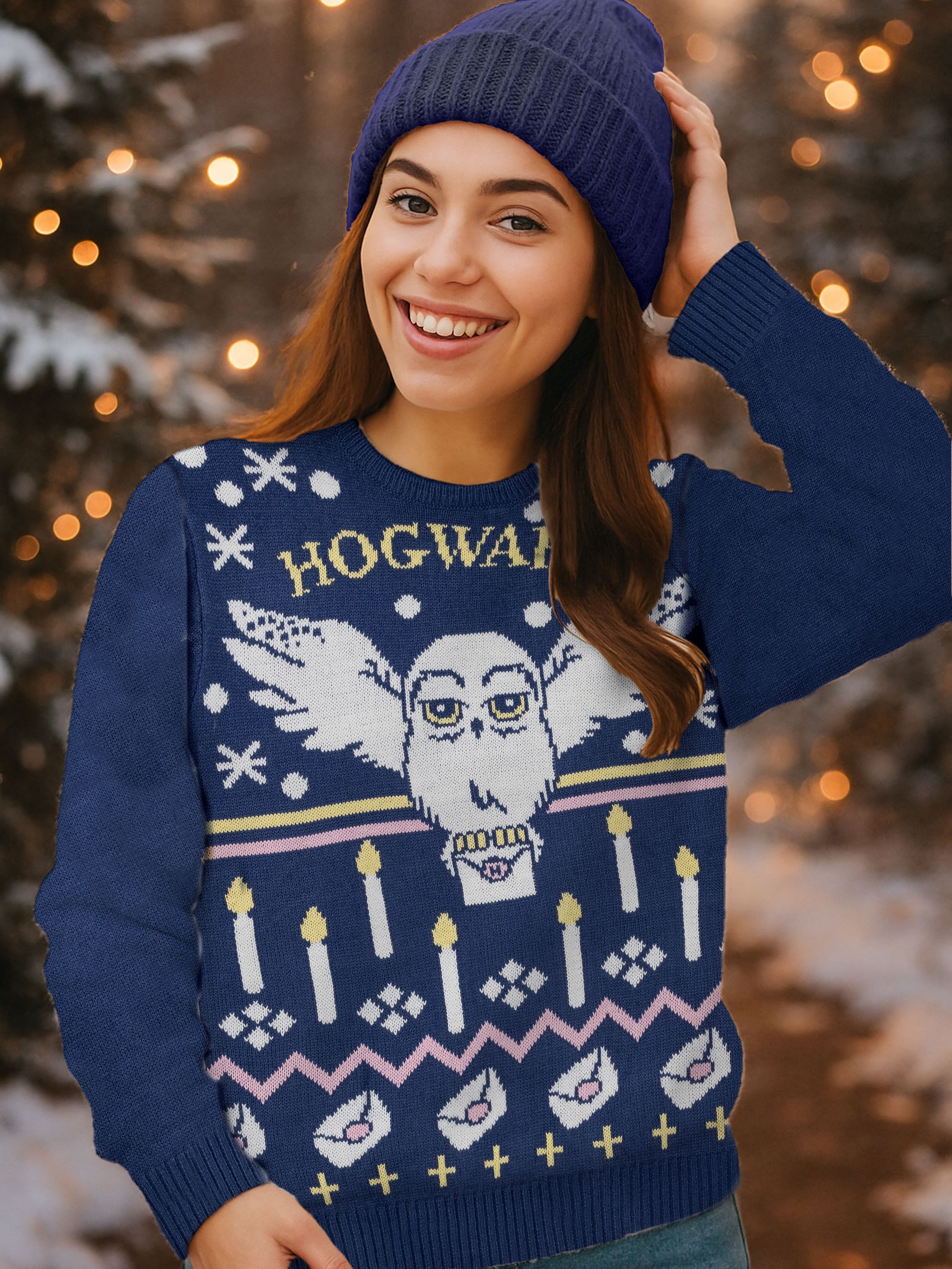 United Labels® Weihnachtspullover Harry Potter Winterpullover Hedwig Eule Winter Pullover Ugly Sweater