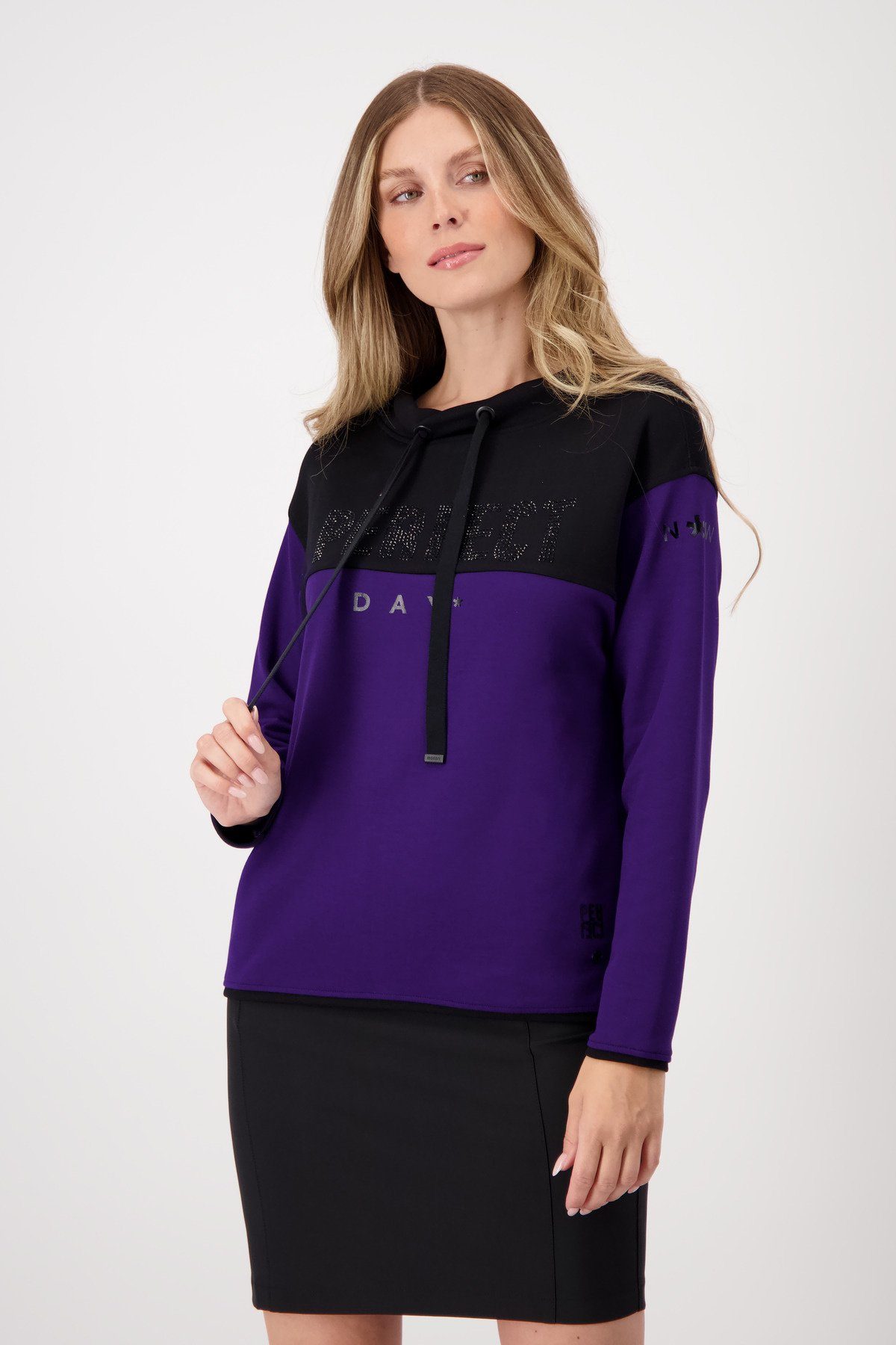 Monari Kapuzensweatshirt Colourblocking Sweatshirt schwarz