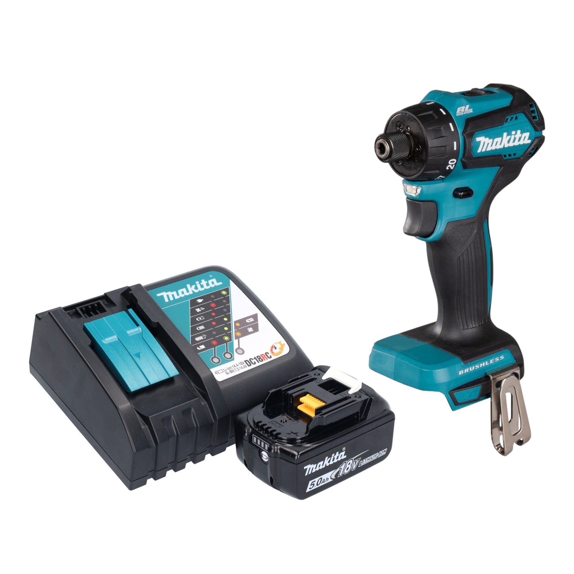 Makita Akku-Schrauber DDF 083 RT1 Akku Bohrschrauber 18 V 40 Nm 1/4'' Brushless