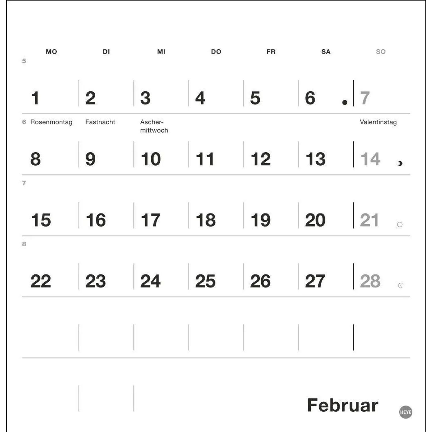 HEYE Wandkalender Black&White Monatsplaner zum Aufstellen 2027