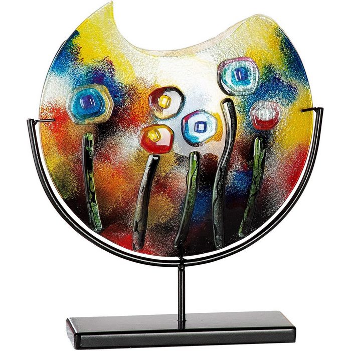 GILDE GLAS art Dekovase Fresh Flowers handbemalt mit Fusingglas-Elementen VG9756