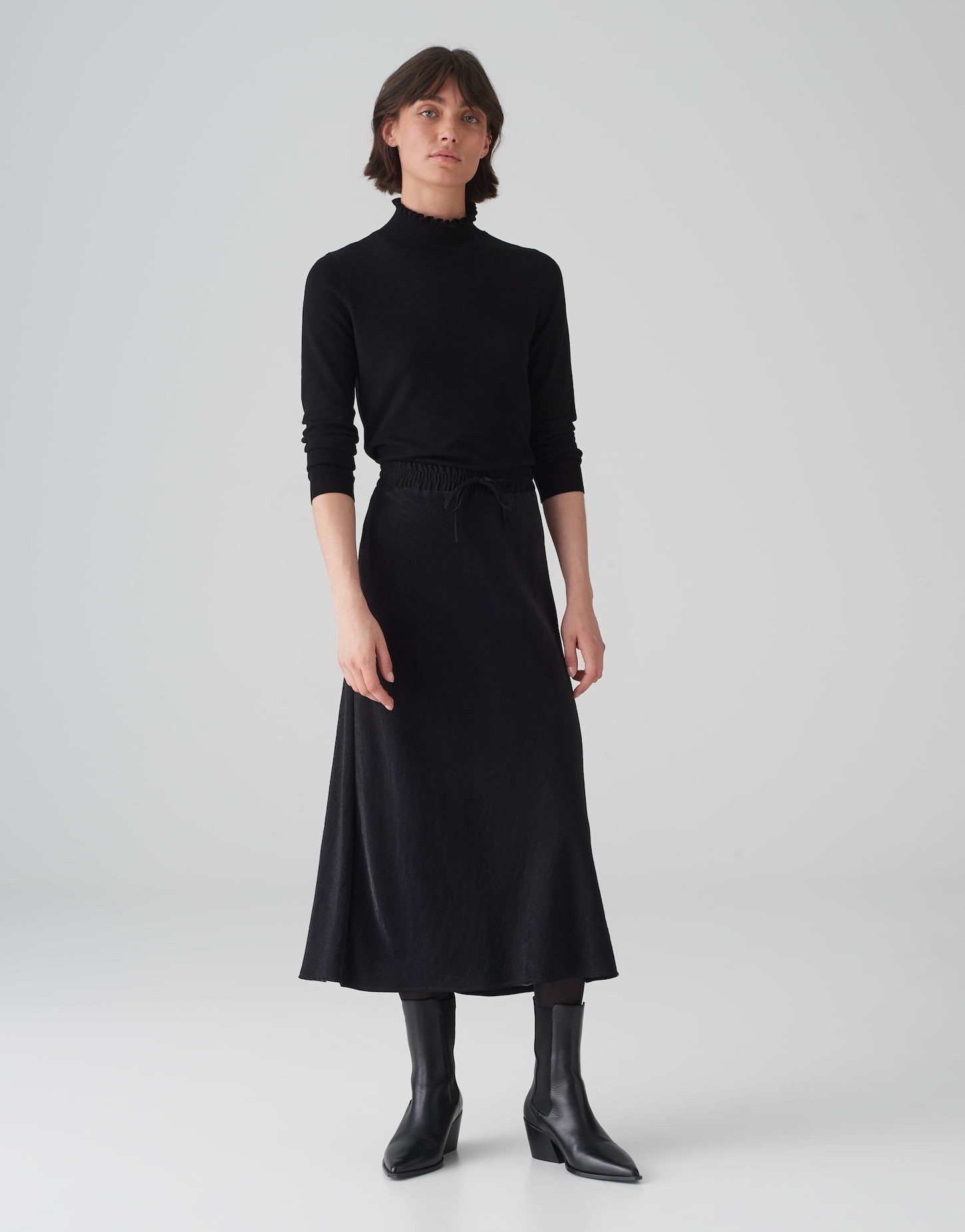 OPUS Satinrock Satinrock RAWI A-Linie aus glänzendem Viskose Mix