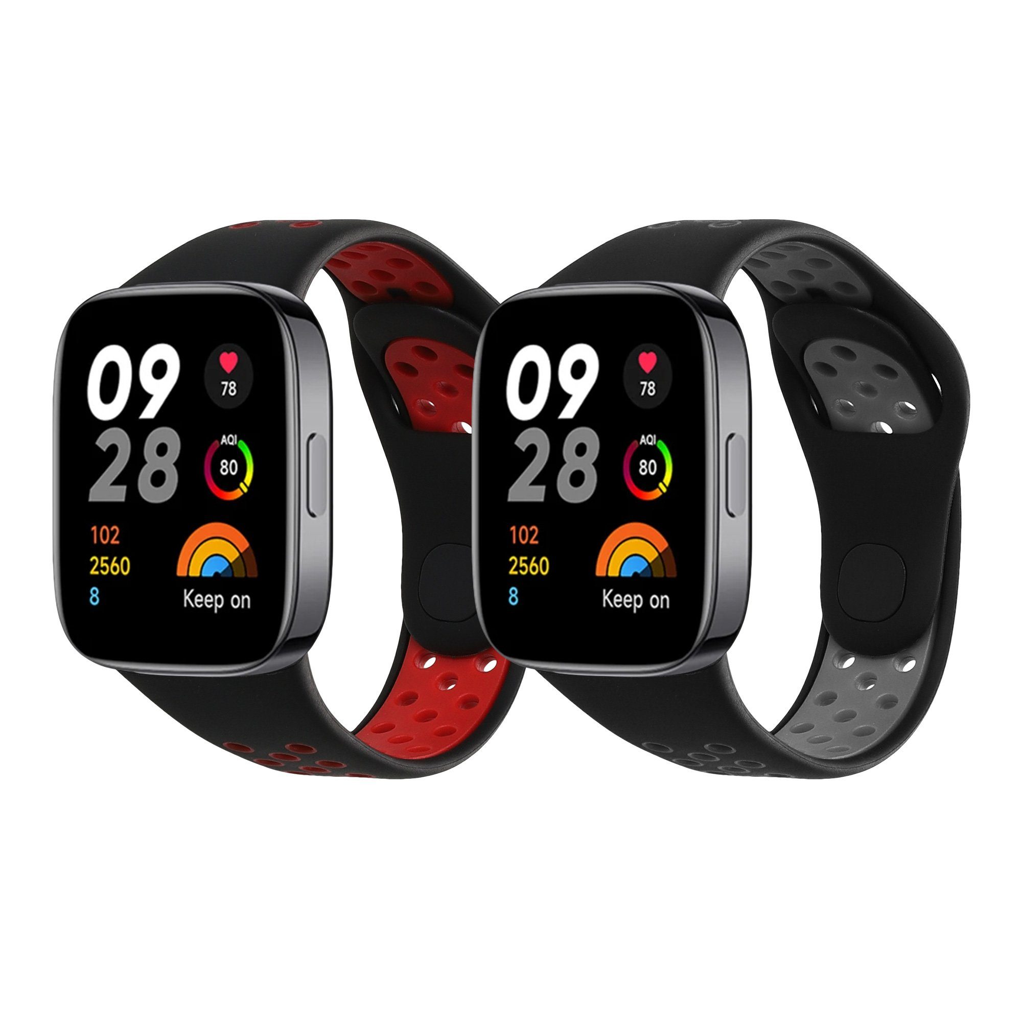 kwmobile 2x Uhrenarmband für Xiaomi Redmi Watch 3 Active Armband Smartwatch, 2-tlg., Fitnesstracker Band Set aus TPU Silikon - Ersatzarmband Smartwatch