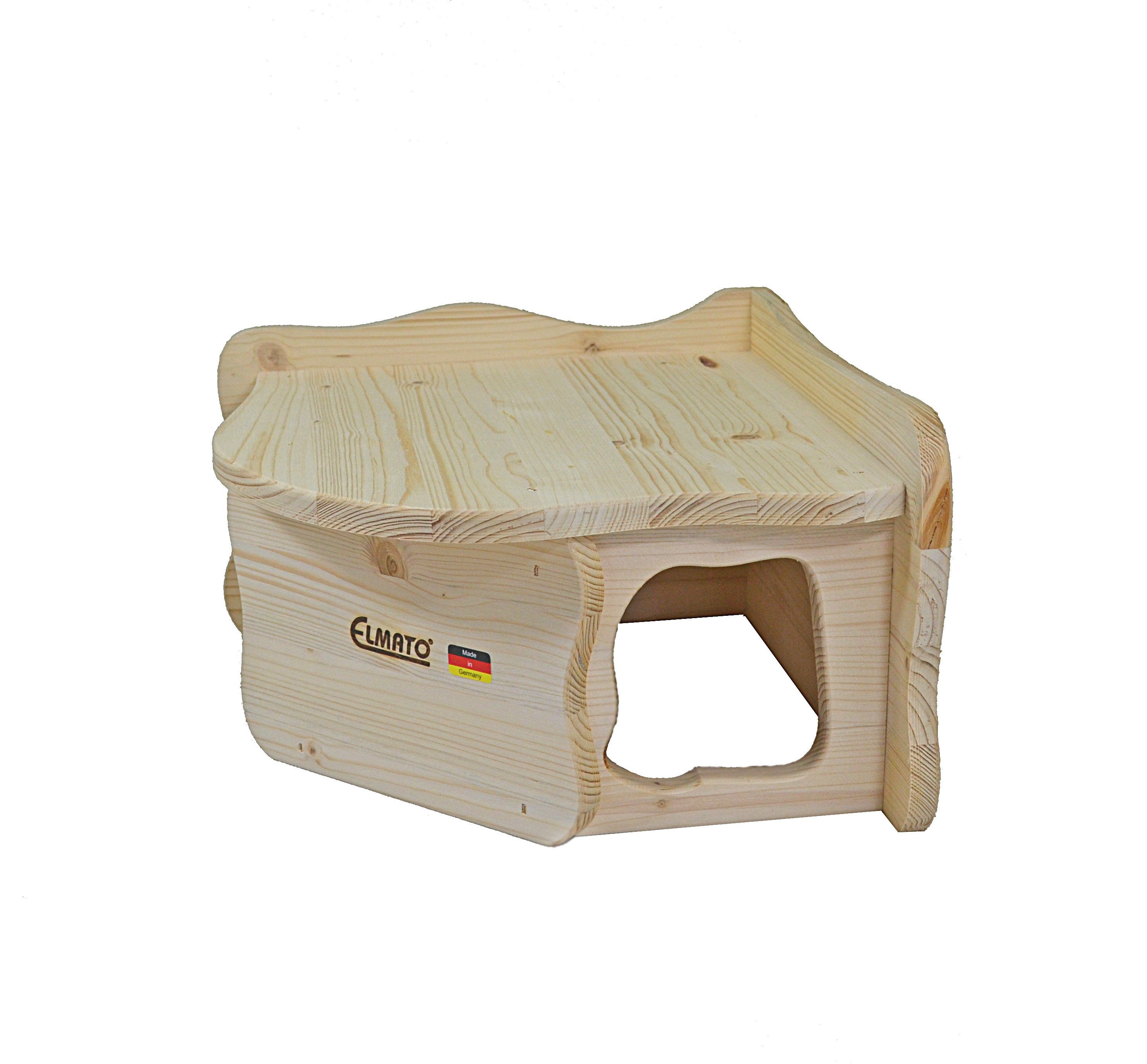 ELMATO Nagerhaus Elmato 12900 Eckhaus Malaga Nagerhaus, Softline Massivholz, 32x32x20cm