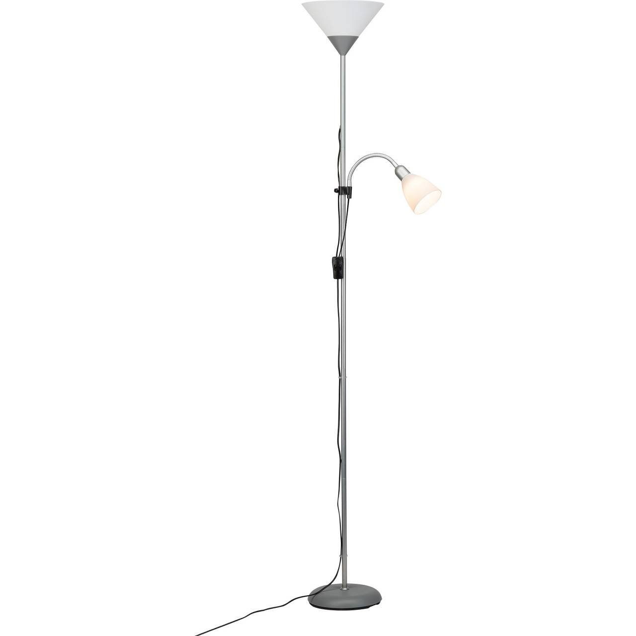 Brilliant Stehlampe Spari, 2700K, Lampe LED-A60, silber/weiß Deckenfluter 9. E27, Spari 1x LED Lesearm