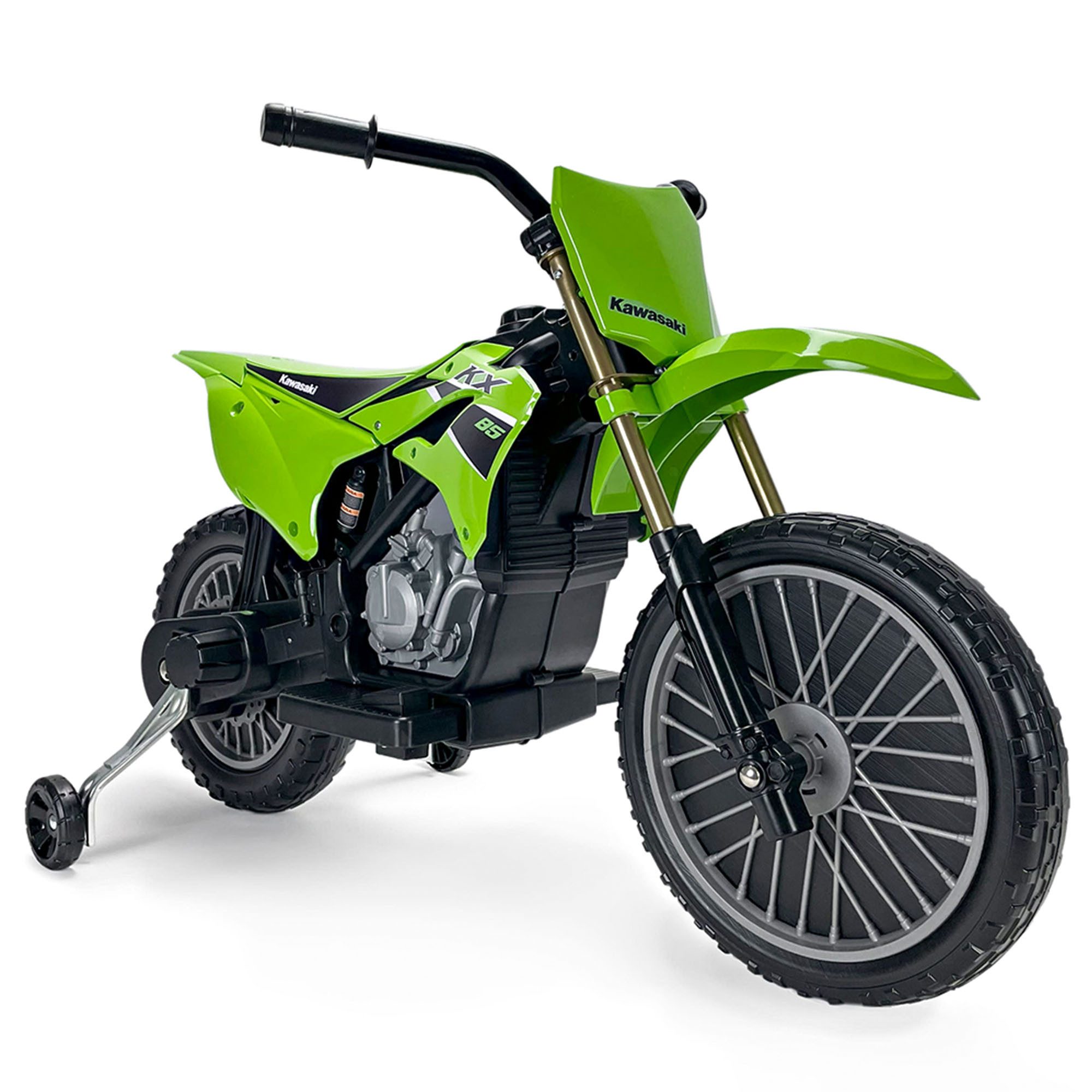 INJUSA Elektro-Kindermotorrad Kawasaki KX85, Belastbarkeit 30 kg, Elektro-Kindermotorrad 12V mit Gummistreifen-Grip & bis 30 kg Gewicht