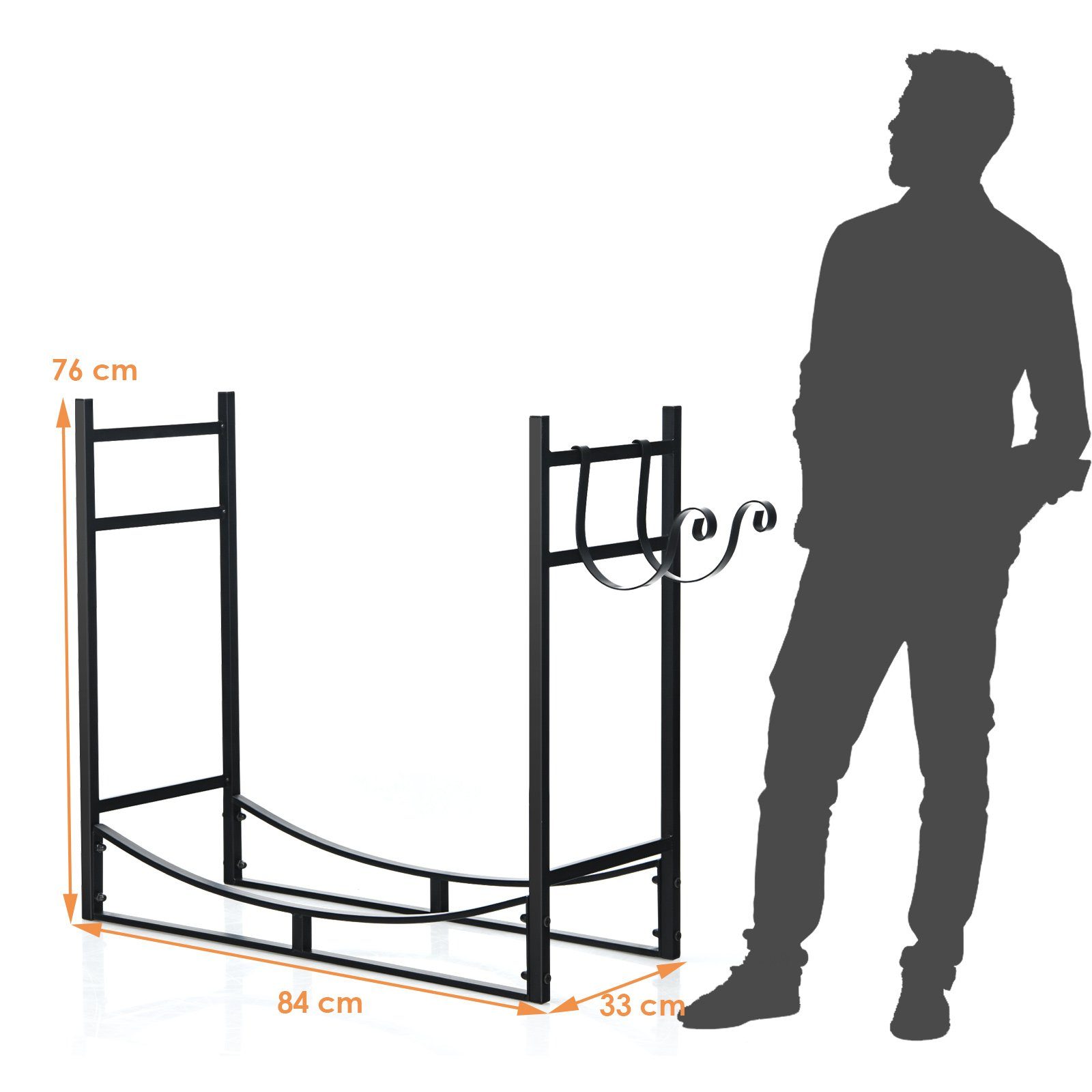 COSTWAY Kaminholzregal, 84x33x76cm Halter, 50kg, BxTxH:33x84x76 cm, bis aus mit Metall