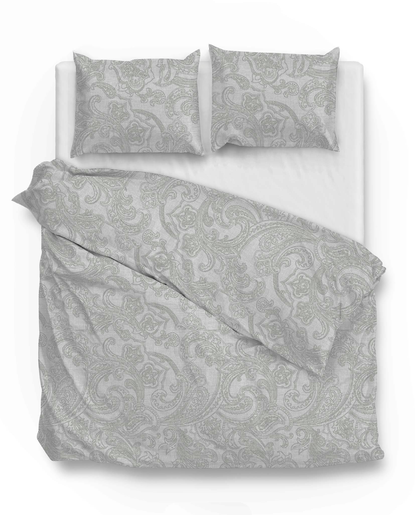 ZO HOME Постельное белье Paisley di Lino Dbo 240 Dove Grey 240x220 Dove-Grey, Baumwolle, 3 teilig, Постельное белье 240x220 Baumwolle Baumwolle Hotelverschluss