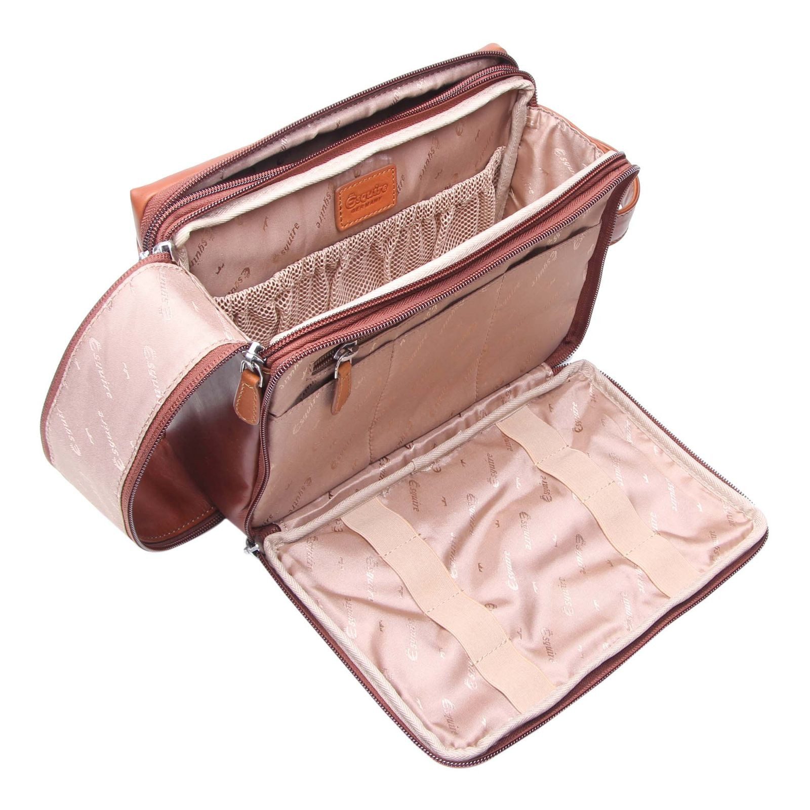 Esquire Kulturbeutel Cosmetic Bag, aus echtem Leder