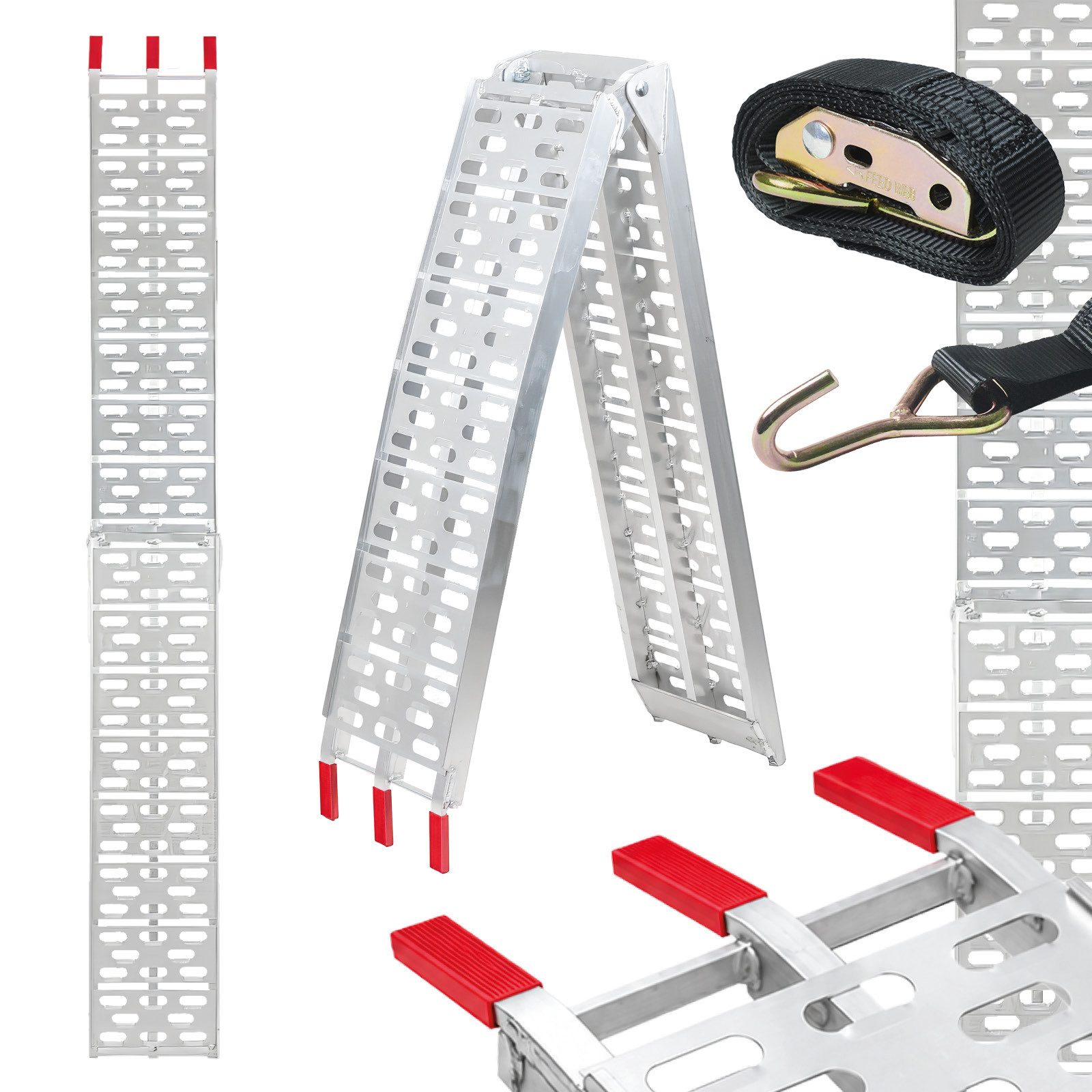 TRUTZHOLM Auffahrrampe klappbar 228 cm Traglast 340 kg Alu Motorradrampe inkl. Spanngurt (1-St., Inkl. Spanngurt), stabile Konstruktion, hochwertige Verarbeitung, kompakte Bauweise