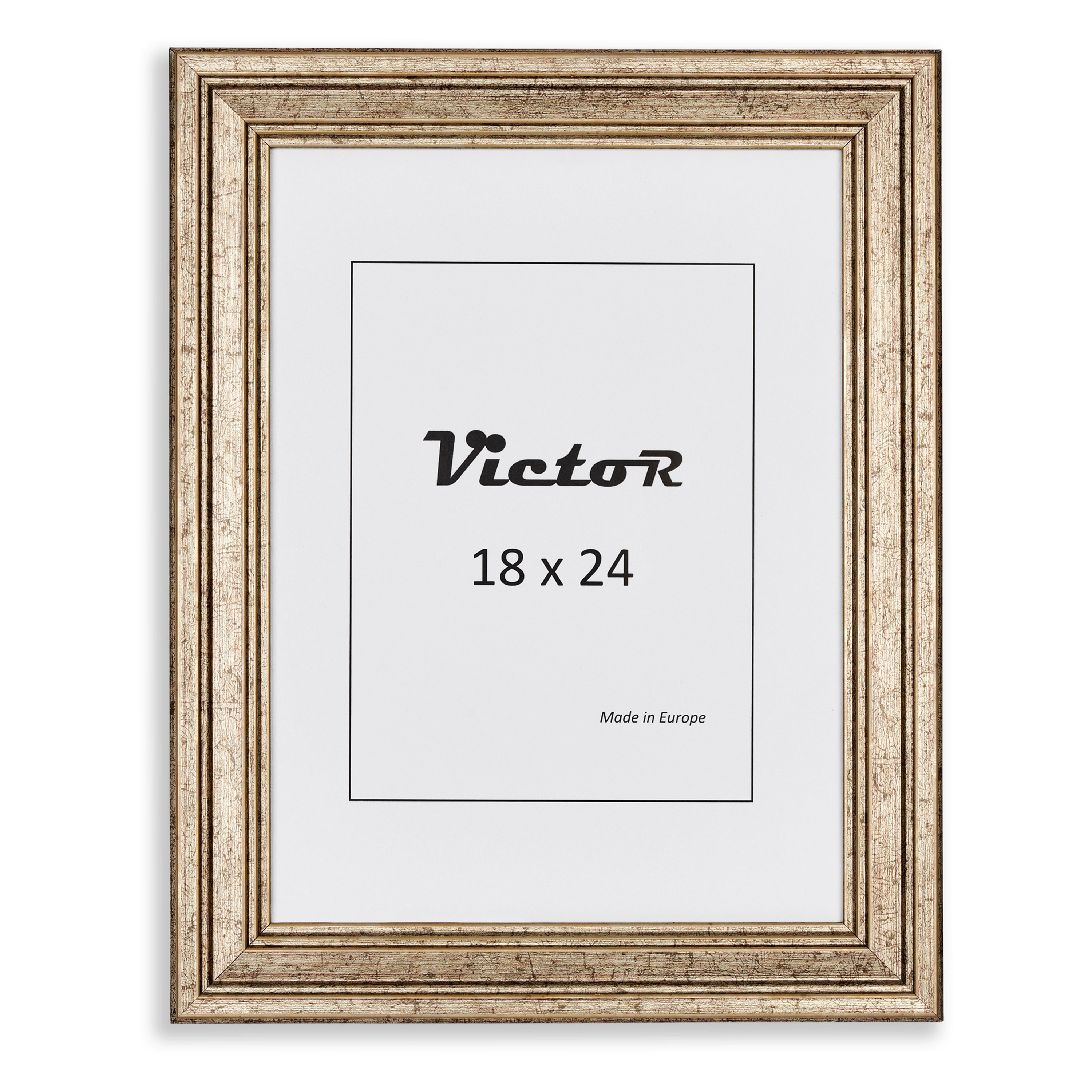 Bilderrahmen 19x31mm, 18x24 3er Leiste: in cm, Kunststoff Rahmen Goya, silber, Set