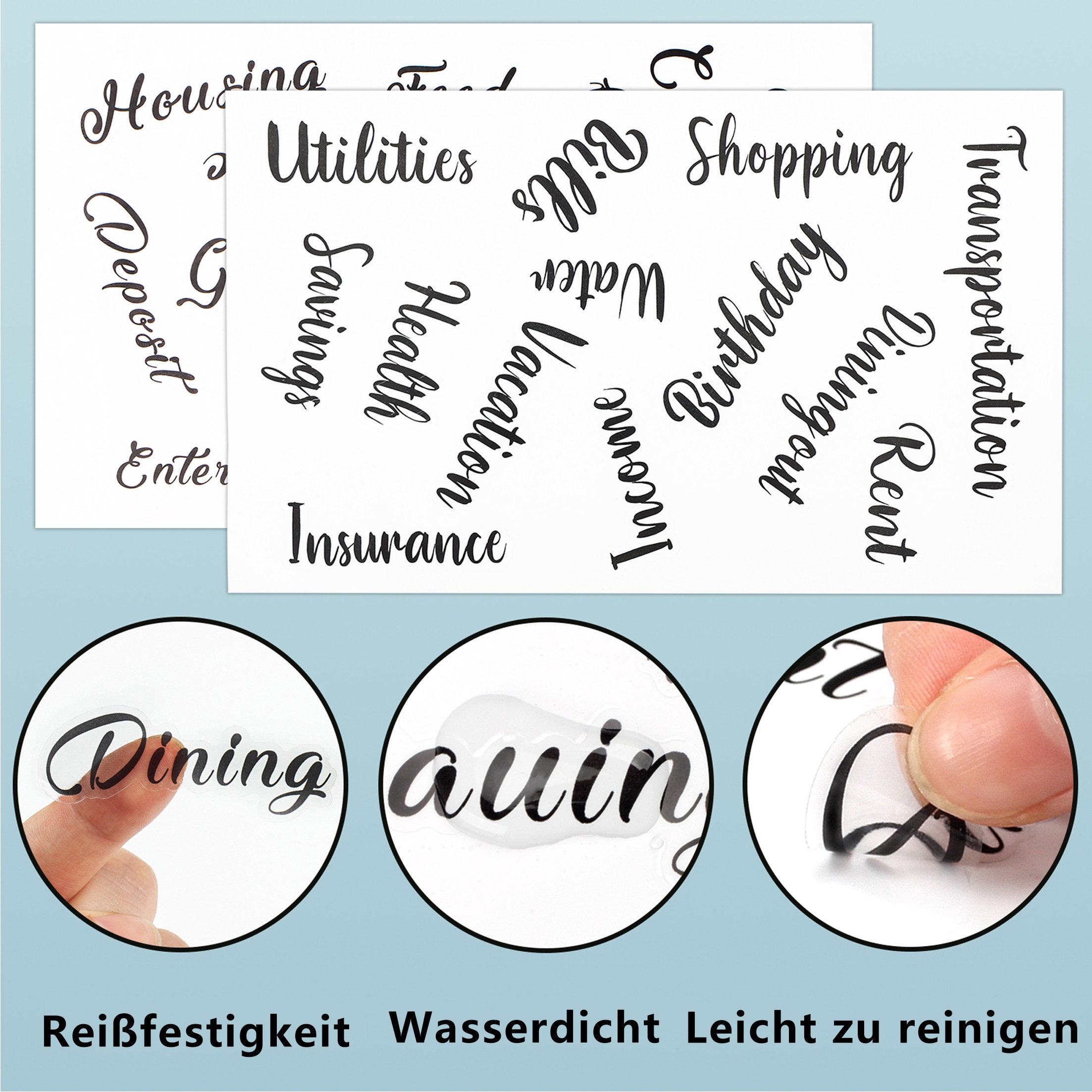 KINSI Ringbuchmappe Budgetplanungsnotizbuch, 6-Loch-Loseblatt, A6-Budget-Notizbuch, Kategorieaufkleber, Ringbuchnotizbuch