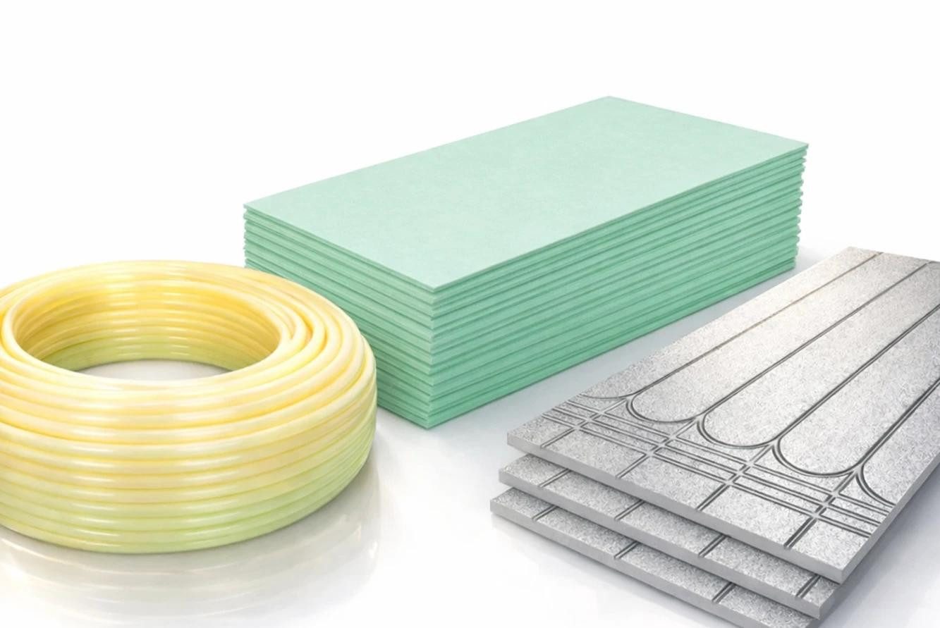 Xlmoebel Fußbodenheizung Komplettset: XPS-Platten 30 mm, Isolierung 3 mm, Heizrohr 16 × 2 mm, (Komplettset, 3-tlg., Komplettset für Fußbodenheizung ohne Estrich), hohe Druckfestigkeit bis 500 kPa
