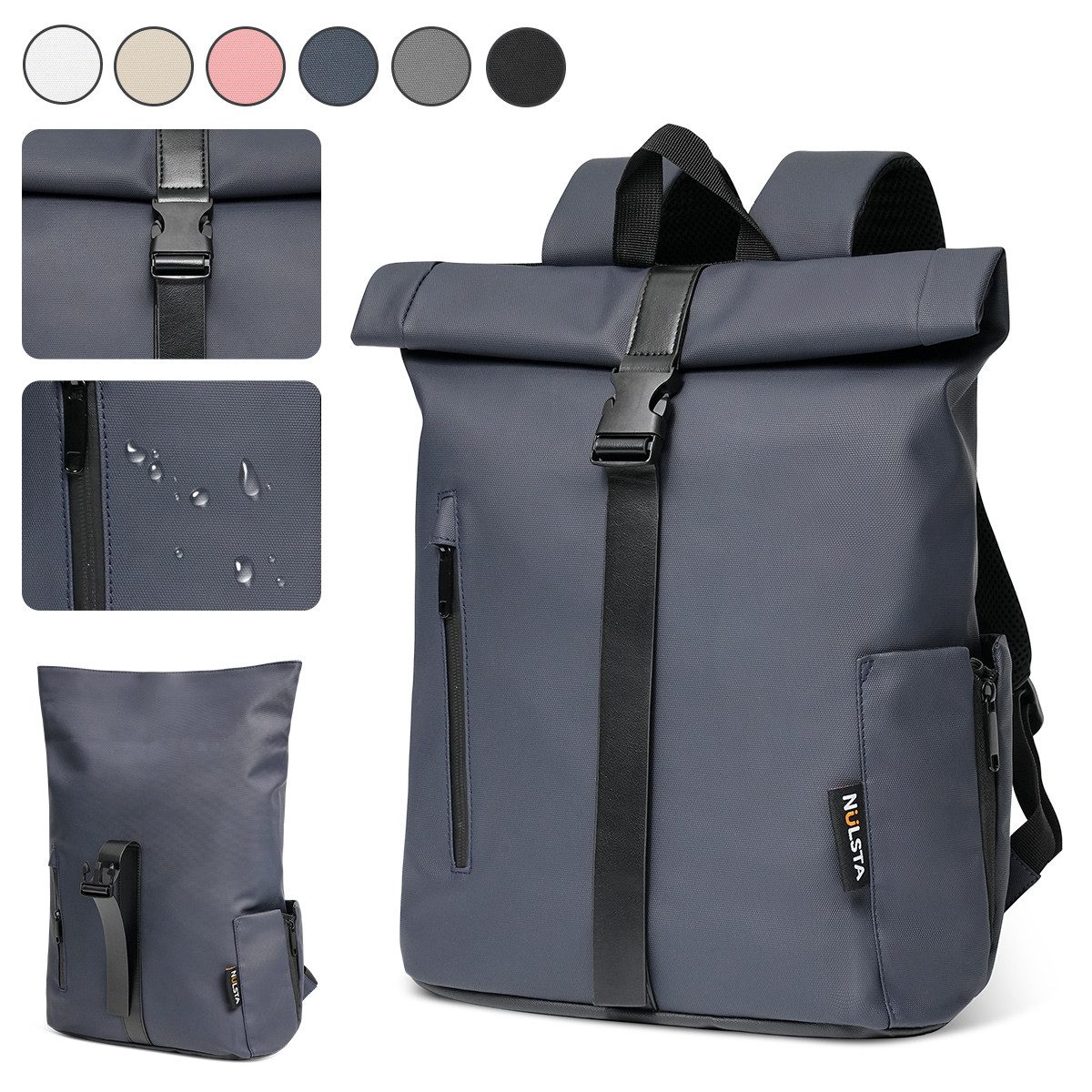 Freizeitrucksack Rolltop Rucksack Herren Damen Schulrucksack Laptoprucksack