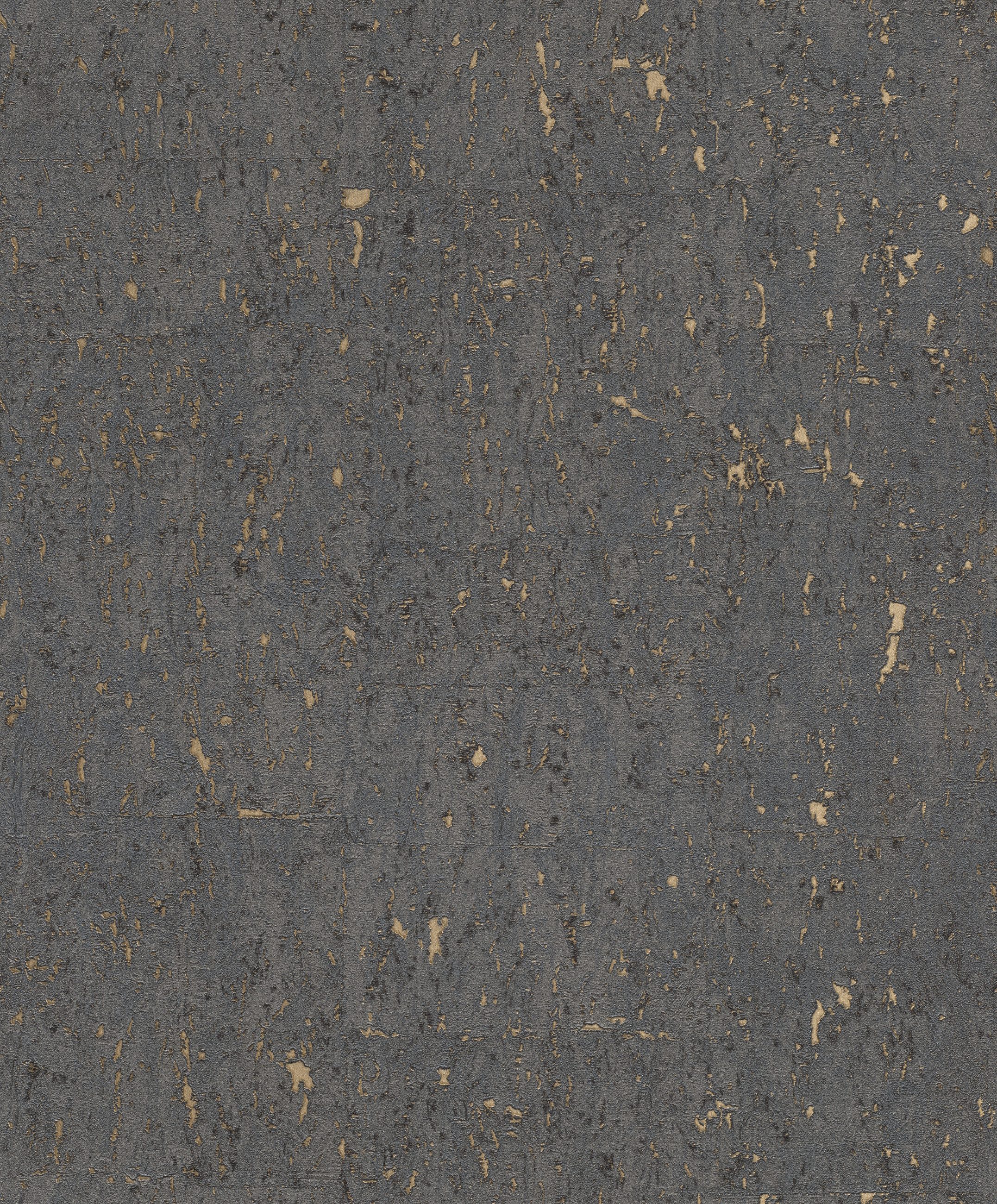 Rasch Vliestapete Korkoptik - Vinyltapete Schwarz, Industrial-Optik, Korkoptik, Metalloptik, Glanzeffekt, Rostoptik, (1 Rolle, 1 St., 10,05 m x 0,53 m), gute Lichtbeständigkeit, feucht abwischbar, restlos abziehbar