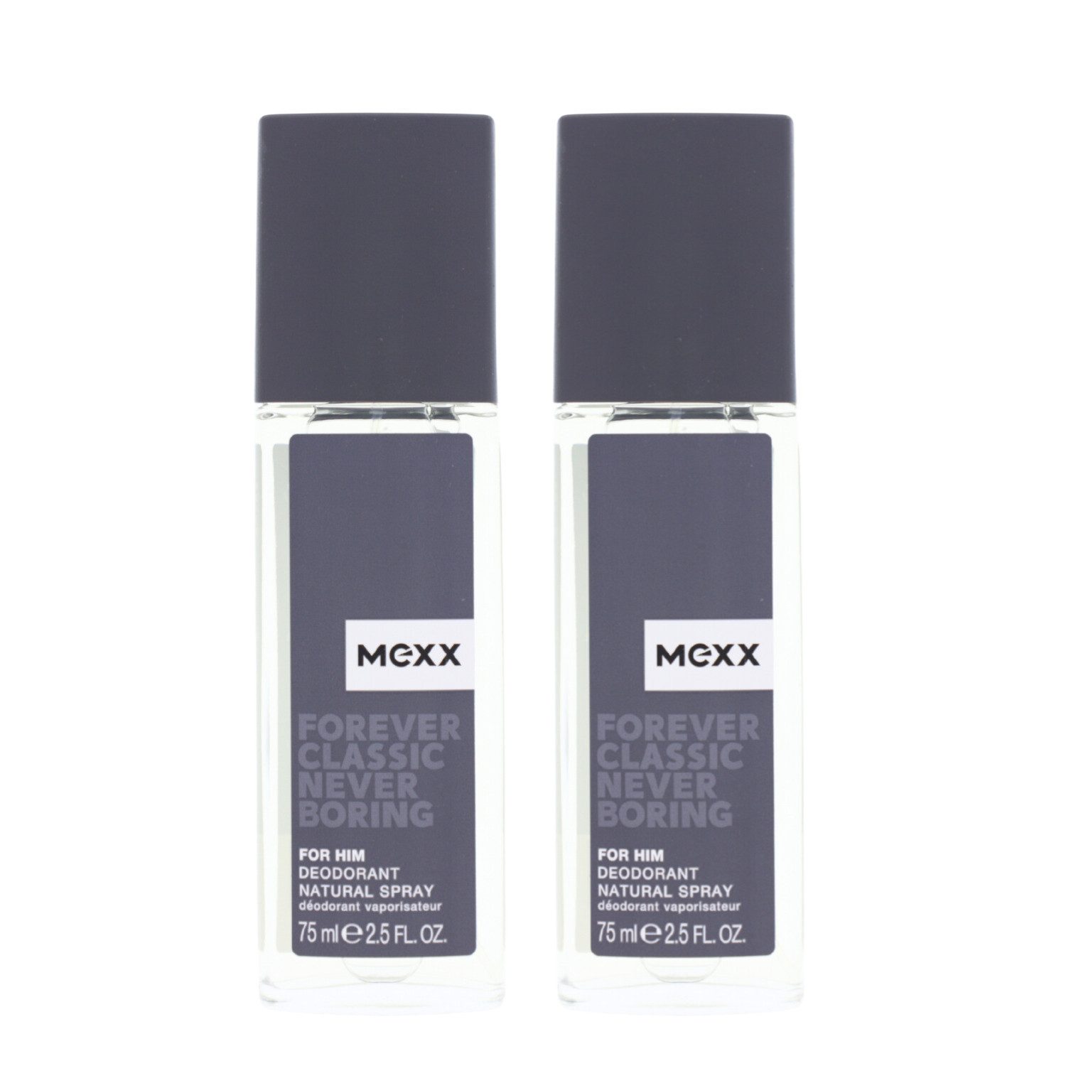Mexx Bodyspray 2x Mexx Forever Classic Never Boring Deodorant for Him je 75ml Natural