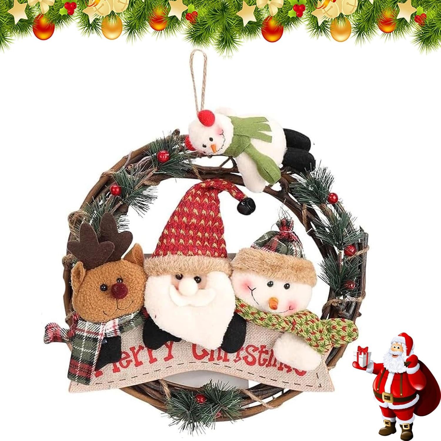 Coonoor Dekokranz Weihnachtskranz Rattan für die Haustür 29cm günstig online kaufen