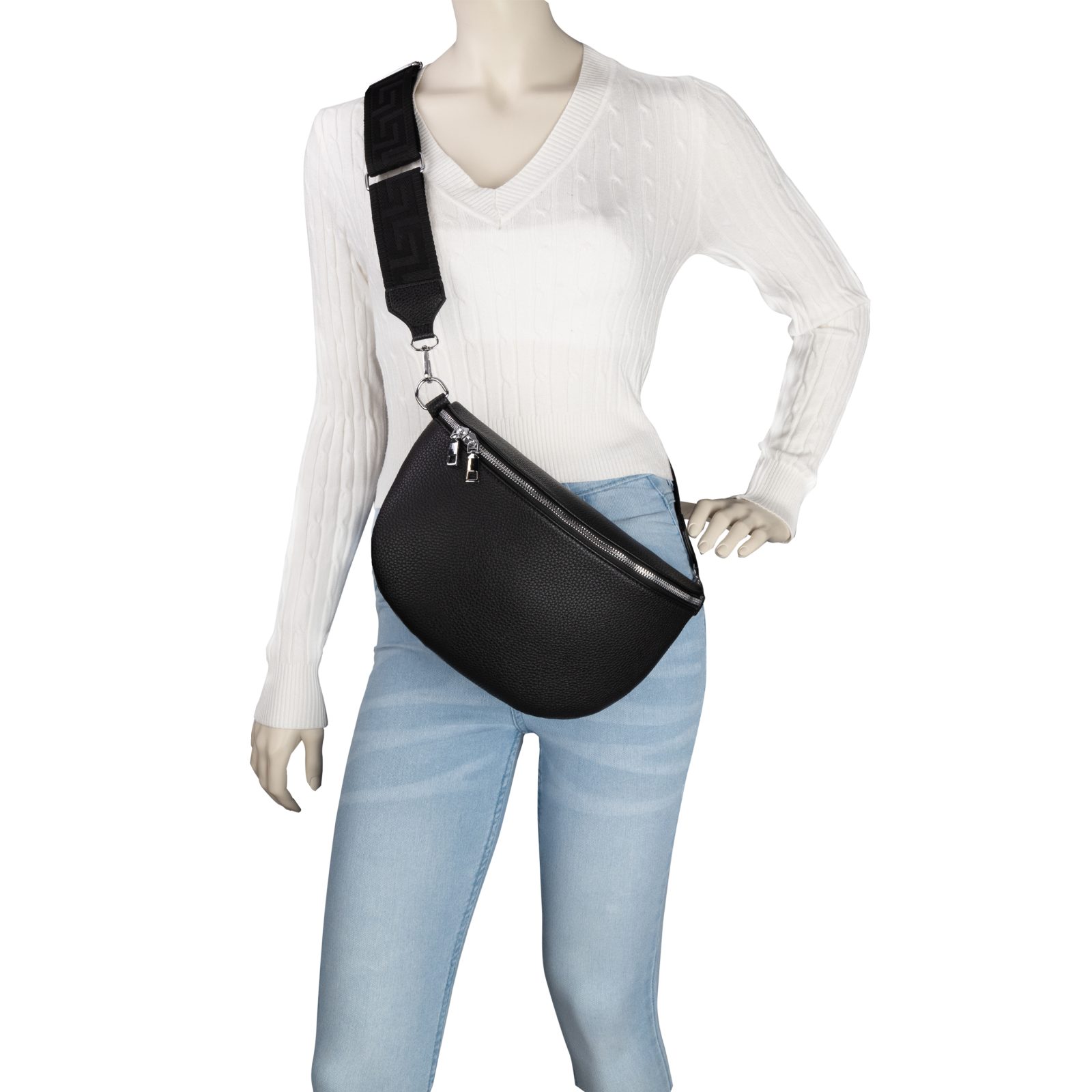 EAAKIE Gürteltasche Bauchtasche Umhängetasche Crossbody-Bag Kunstleder Italy-Design, als Schultertasche, CrossOver, Umhängetasche tragbar