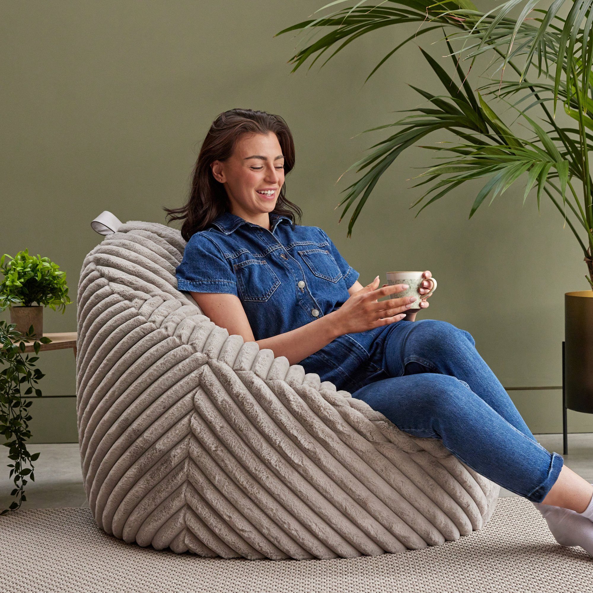 icon Sitzsack Sessel aus Kunstfell Flauschig „Kokon“ mit Füllung, 87x73cm, günstig online kaufen