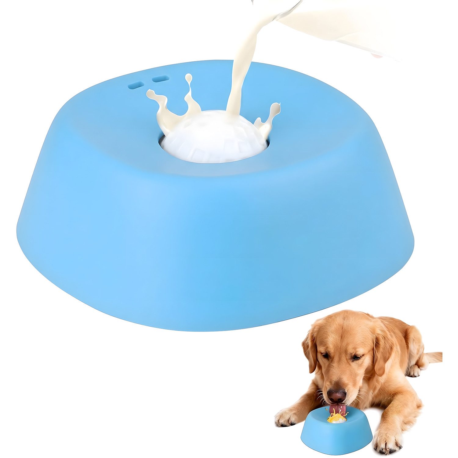 HEYHIPPO Futternapf Interaktiver Slow-Feeder-Ball – strukturiert, verlängert Fresszeit, PP+ABS, Schleck-Ball für Hunde – PP+ABS, leicht zu reinigen, 15×15×6 cm
