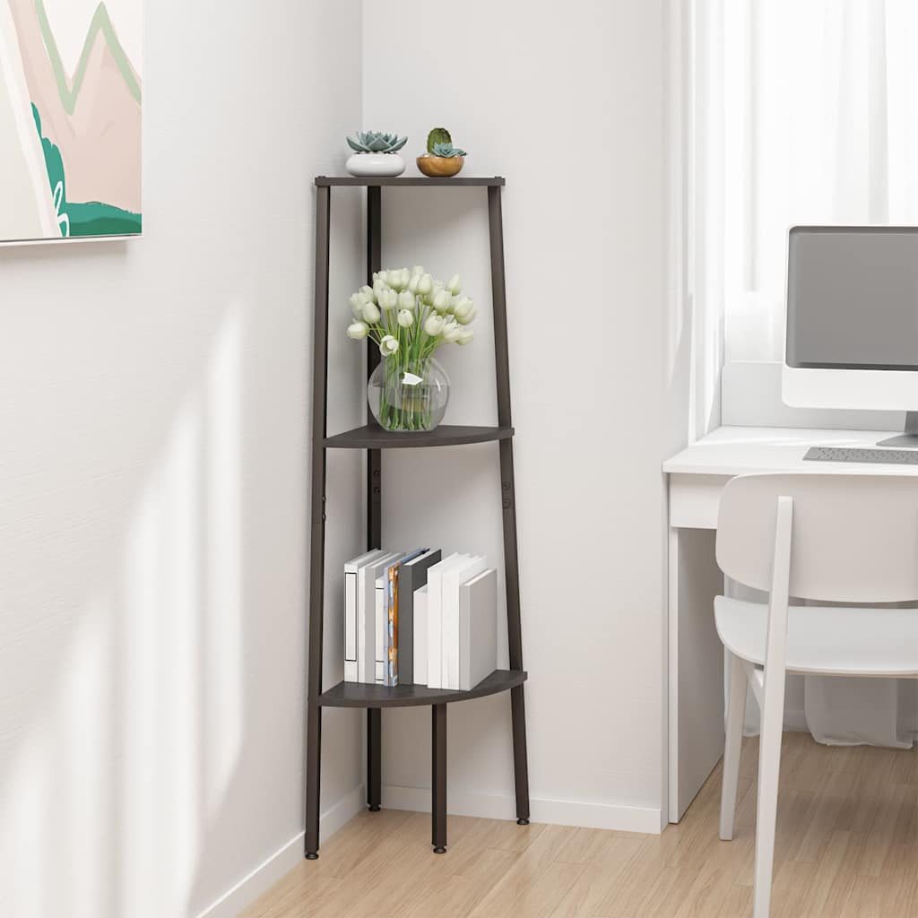 vidaXL Bücherregal Eckregal mit 3 Böden Schwarz 45,5x31,5x120 cm, 1-tlg. – Bild 2 von 5